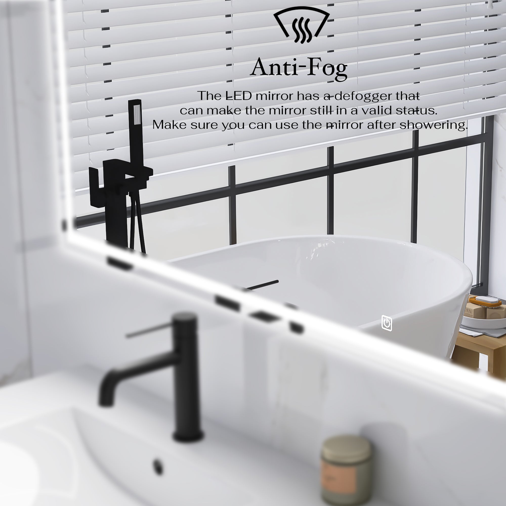 3015-3560 Rectangular Frameless Anti-Fog Multi-functional Wall-Mount LED Bathroom Vanity Mirror