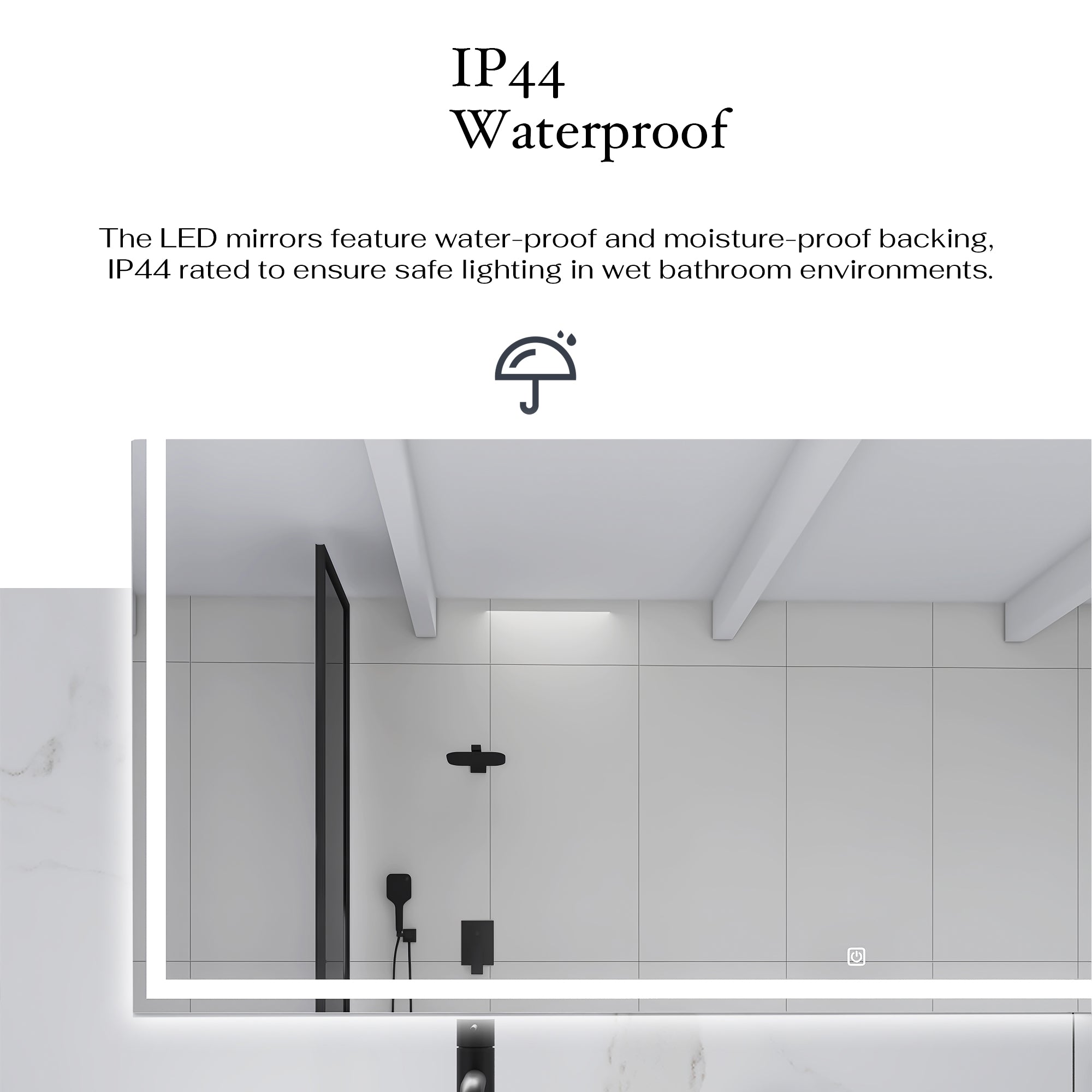 3015-3560 Rectangular Frameless Anti-Fog Multi-functional Wall-Mount LED Bathroom Vanity Mirror