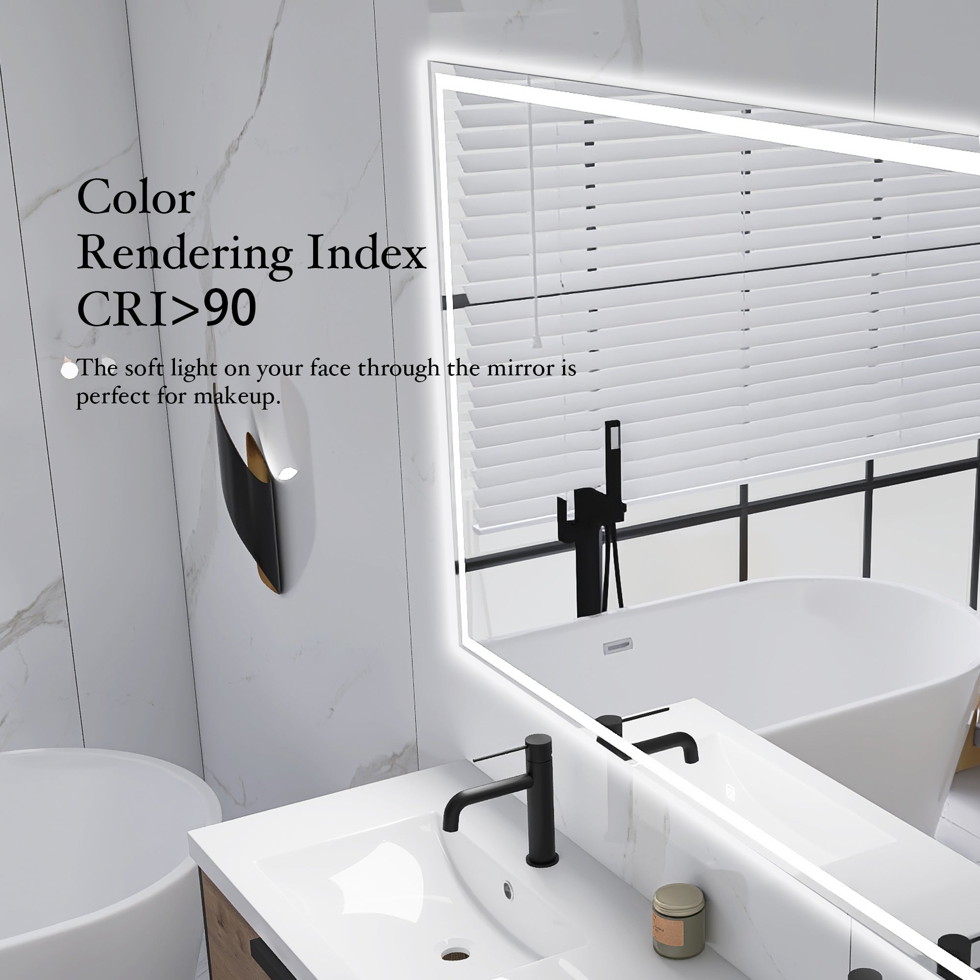 3015-3560 Rectangular Frameless Anti-Fog Multi-functional Wall-Mount LED Bathroom Vanity Mirror
