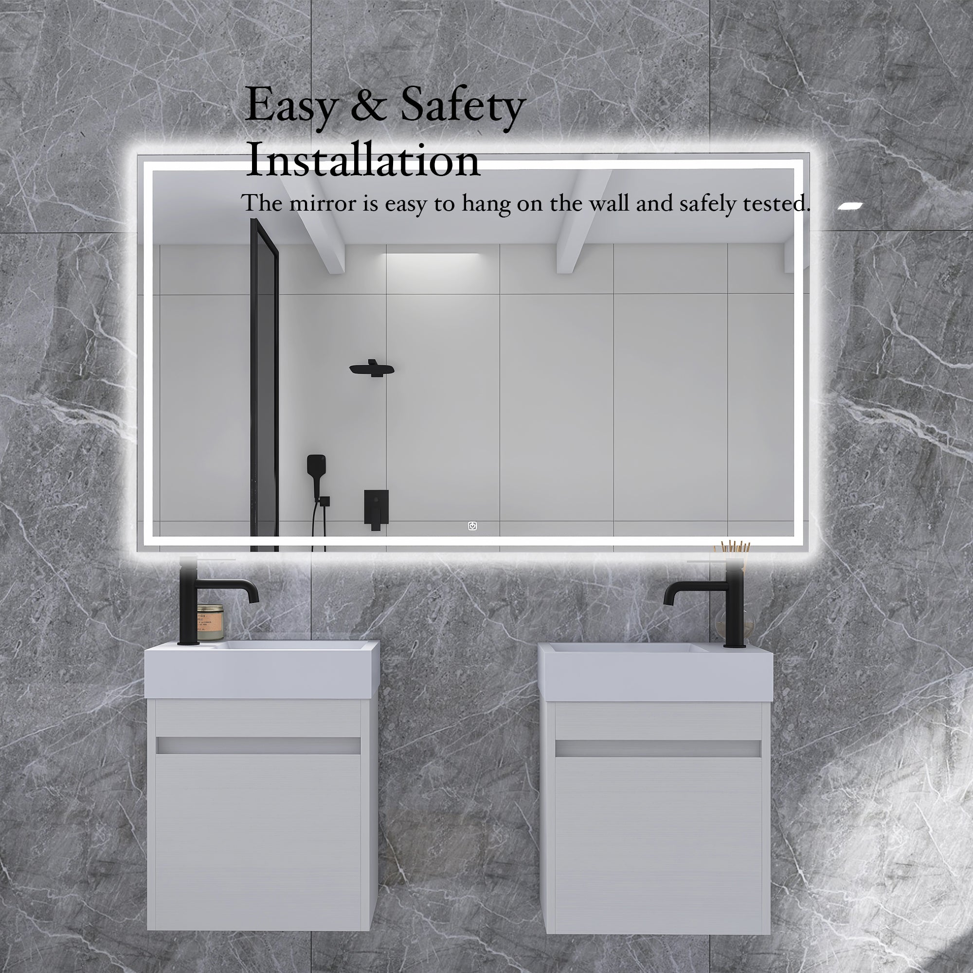 3015-3560 Rectangular Frameless Anti-Fog Multi-functional Wall-Mount LED Bathroom Vanity Mirror