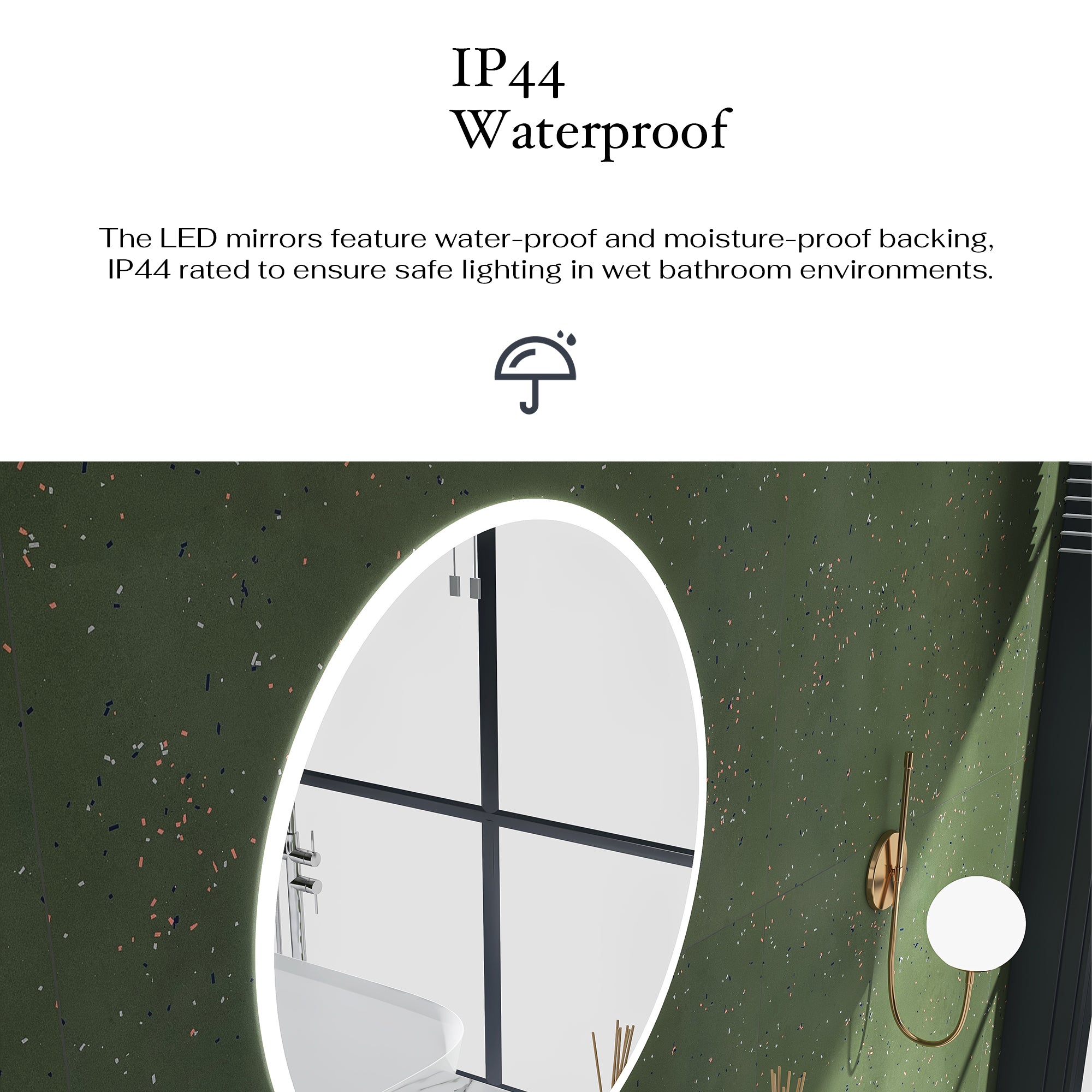 24'' Round Frameless Wall Mount Anti Fog LED Light Bathroom Vanity Mirror