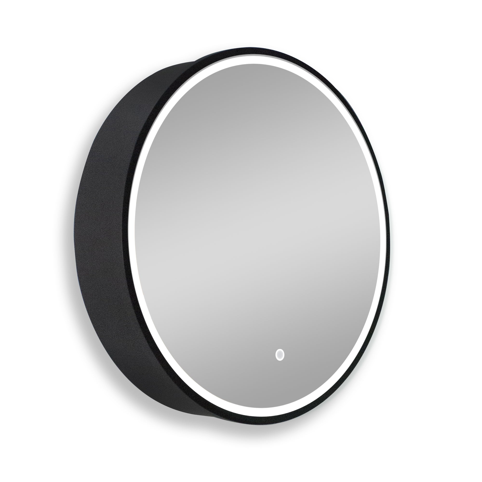 24 in.  Round Aluminum Surface Mounted LED Medicine Cabinet with Doors and Shelves