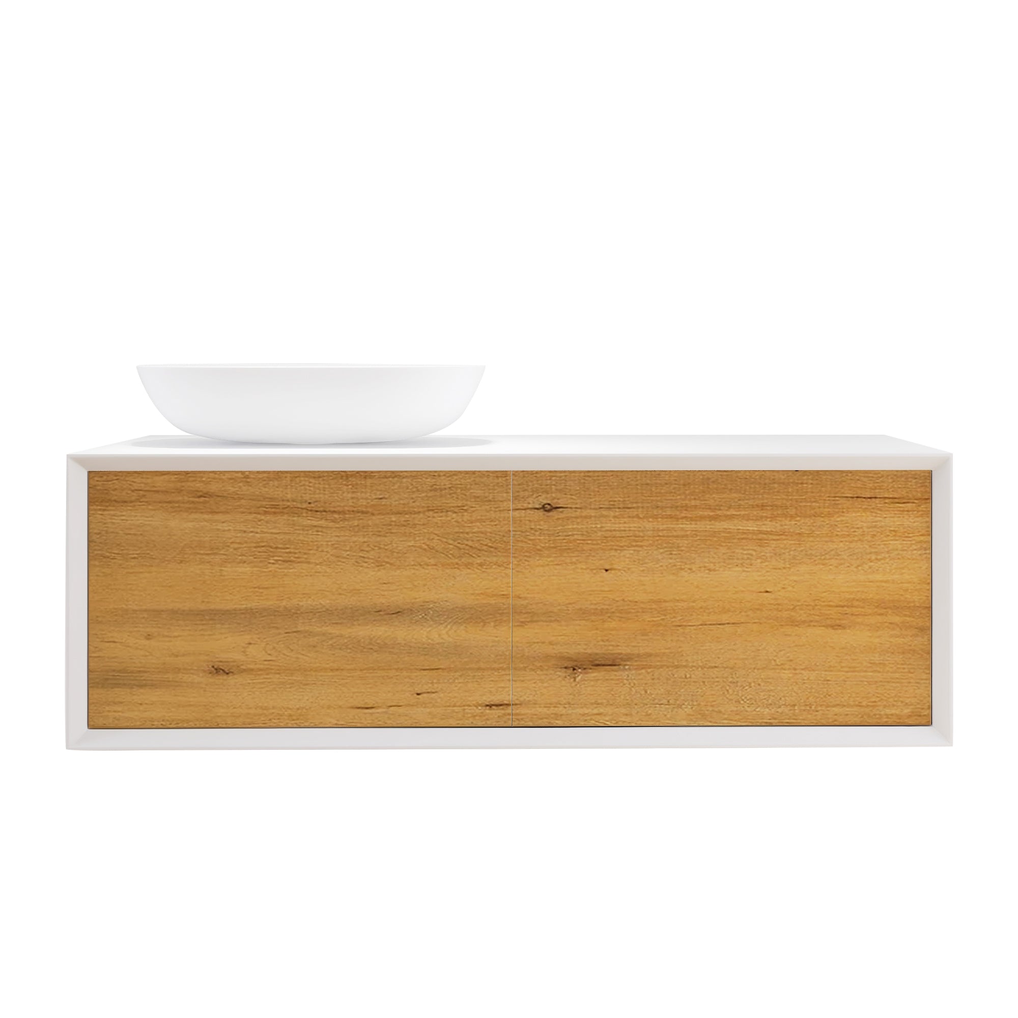 48 in. Wall Mounted Bathroom Vanity Set with White Solid Surface Top and Vessel Sink