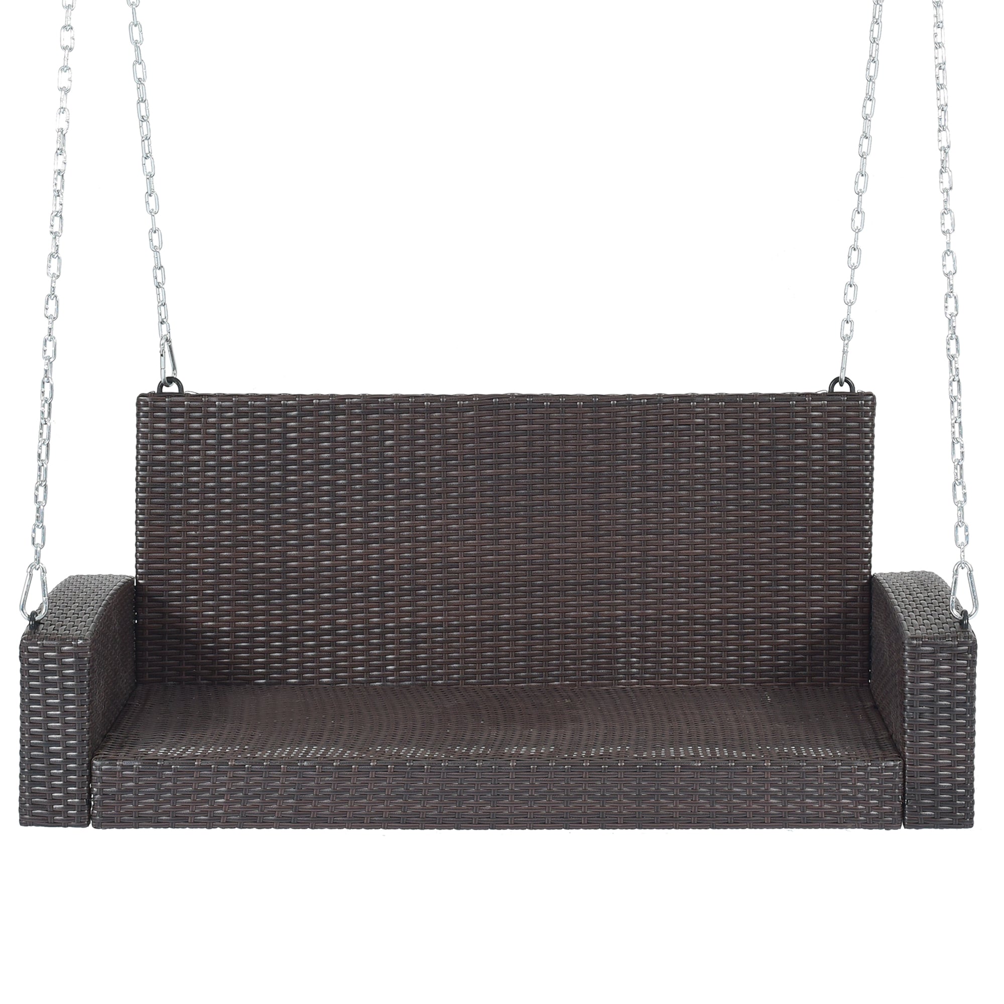 2-Person Wicker Hanging Porch Swing with Chains, Cushion and Pillow BOGOOS01BRO-BEG