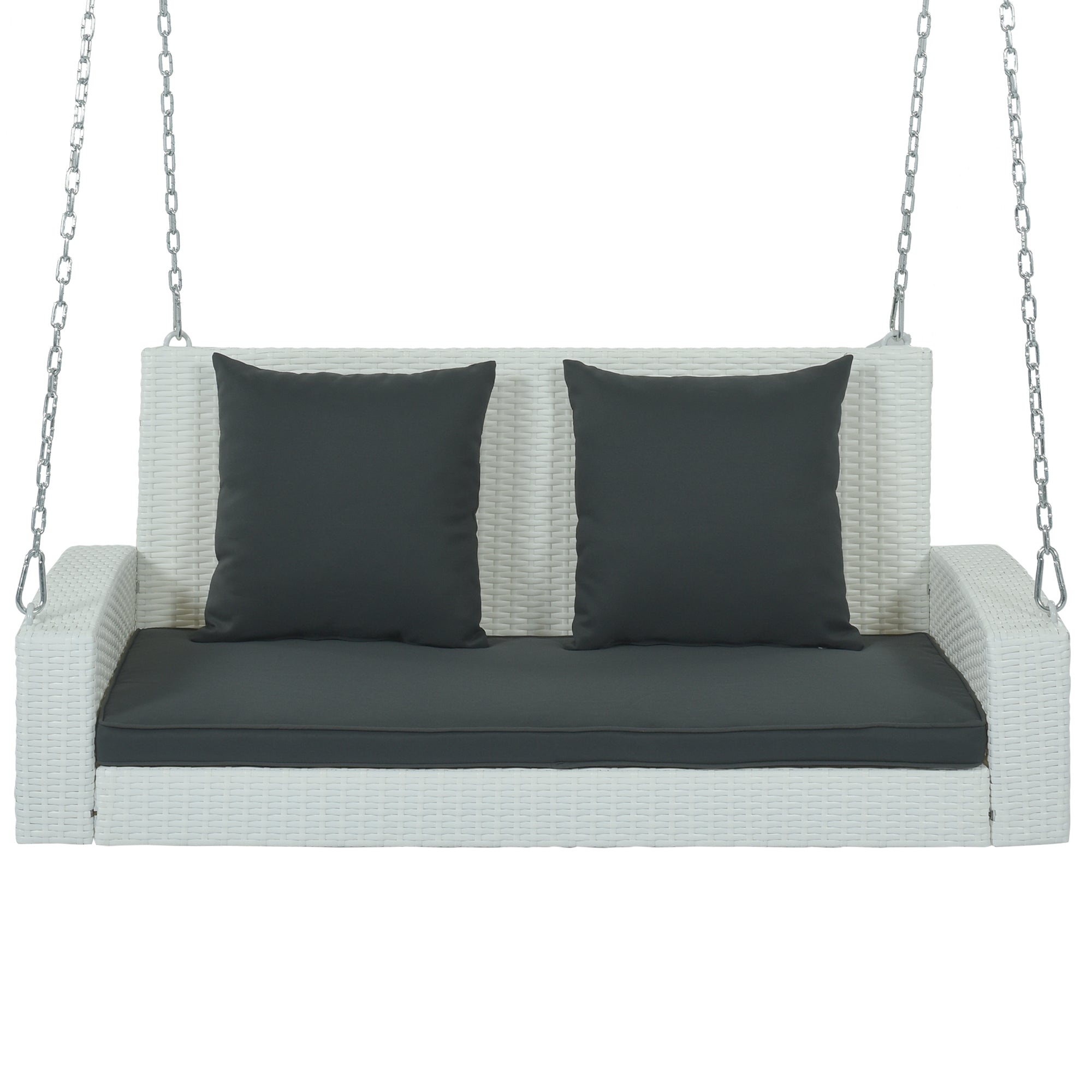 2-Person Wicker Hanging Porch Swing with Chains, Cushion and Pillow BOGOOS01W-G