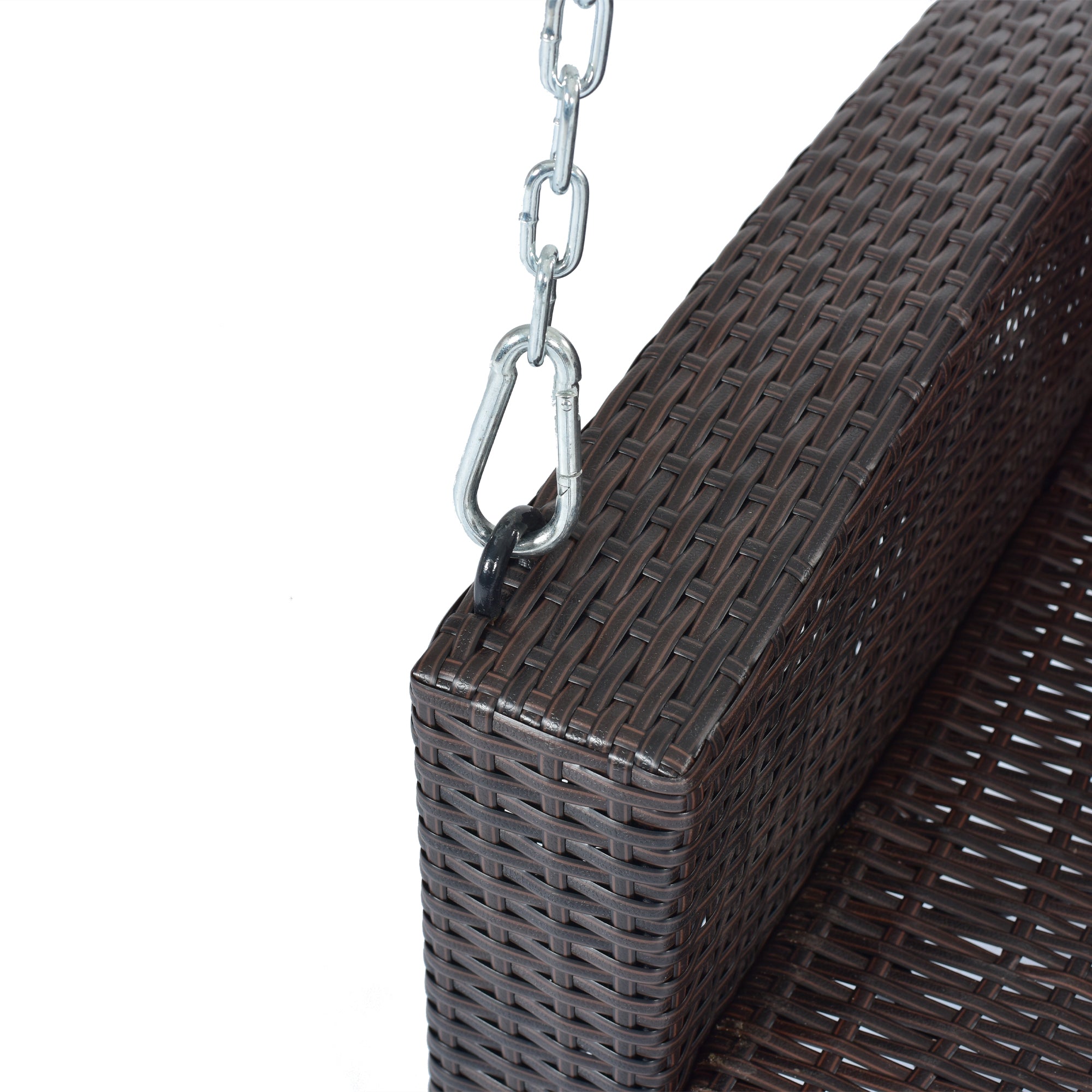 2-Person Wicker Hanging Porch Swing with Chains, Cushion and Pillow BOGOOS01BRO-BEG