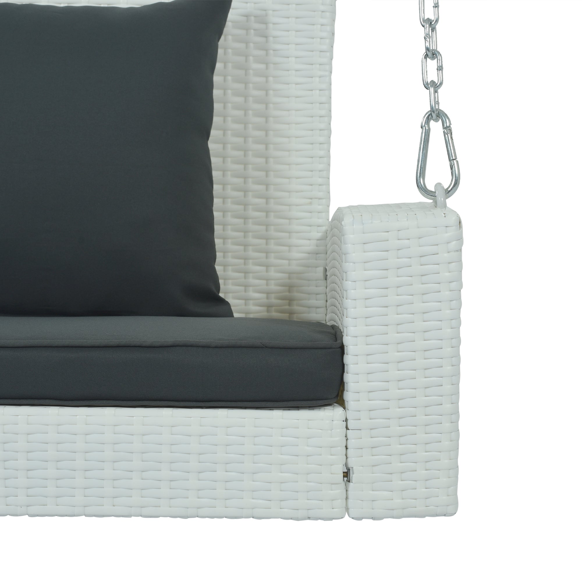 2-Person Wicker Hanging Porch Swing with Chains, Cushion and Pillow BOGOOS01W-G