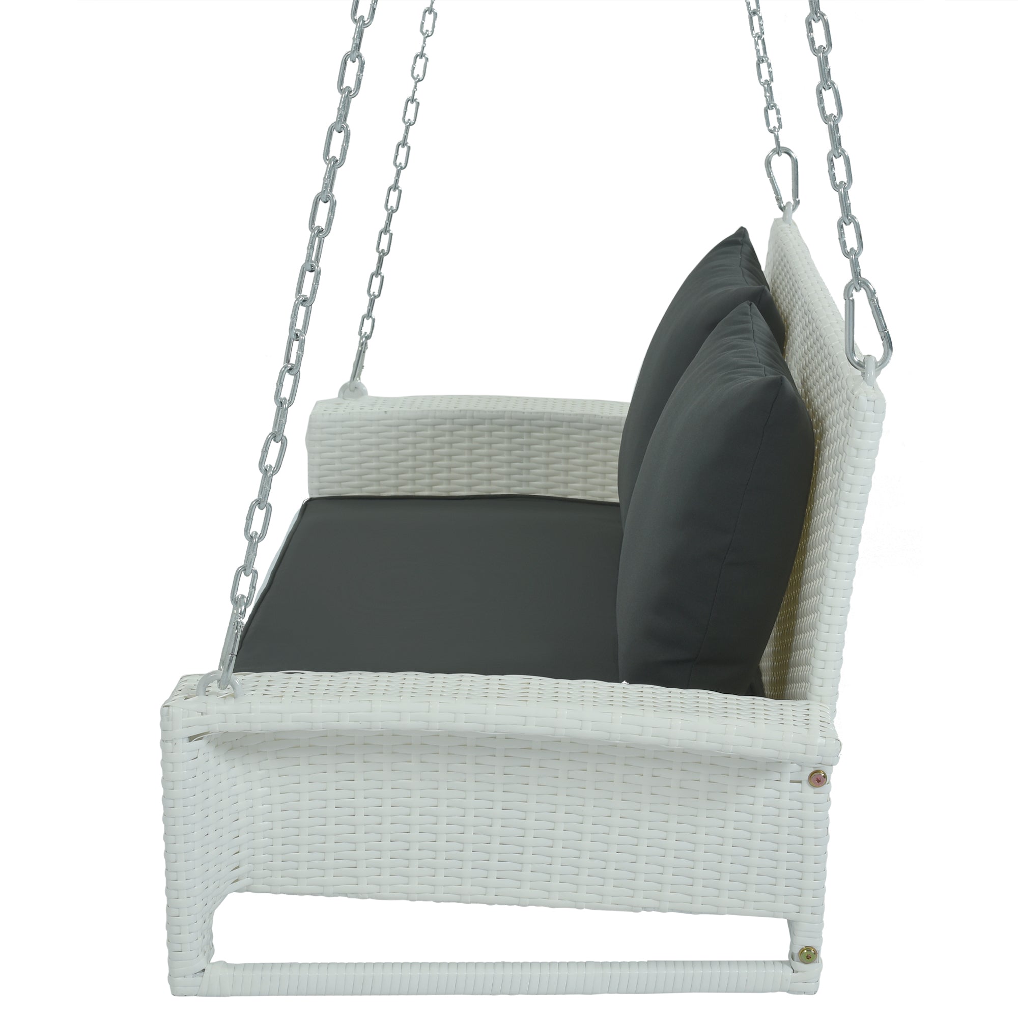 2-Person Wicker Hanging Porch Swing with Chains, Cushion and Pillow BOGOOS01W-G