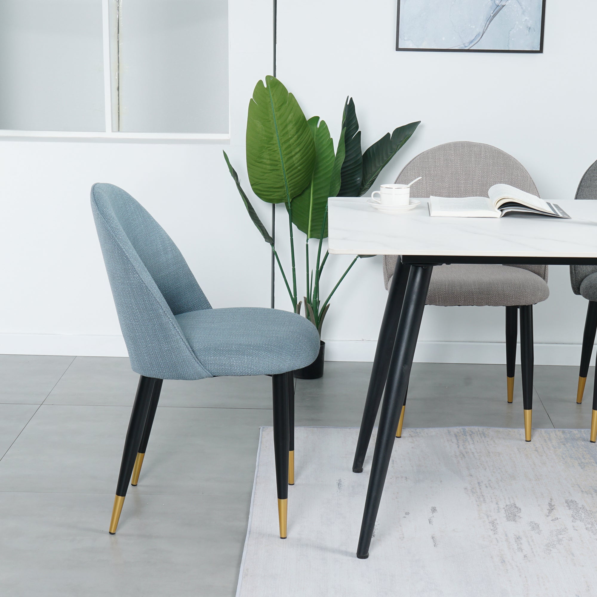 2-set Nordic Style Meta Dining Chairs with Metal Legs
