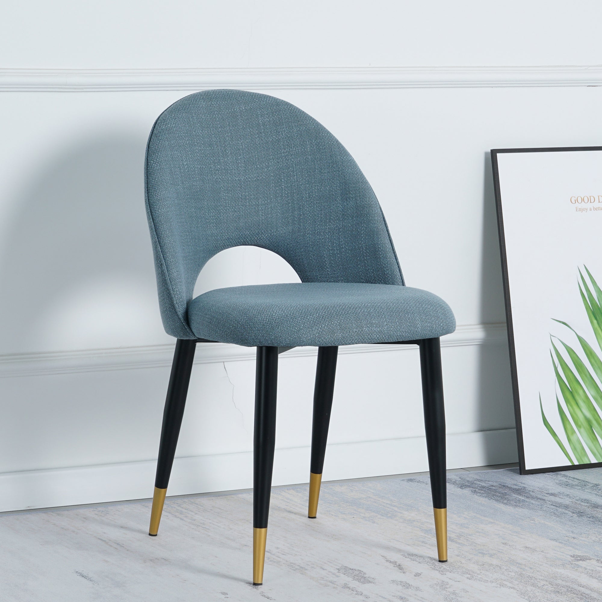 2-set Nordic Style Meta Dining Chairs with Metal Legs