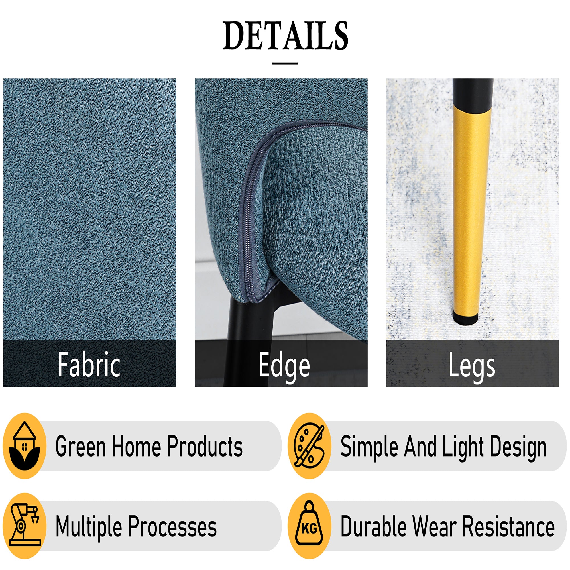 2-set Nordic Style Meta Dining Chairs with Metal Legs