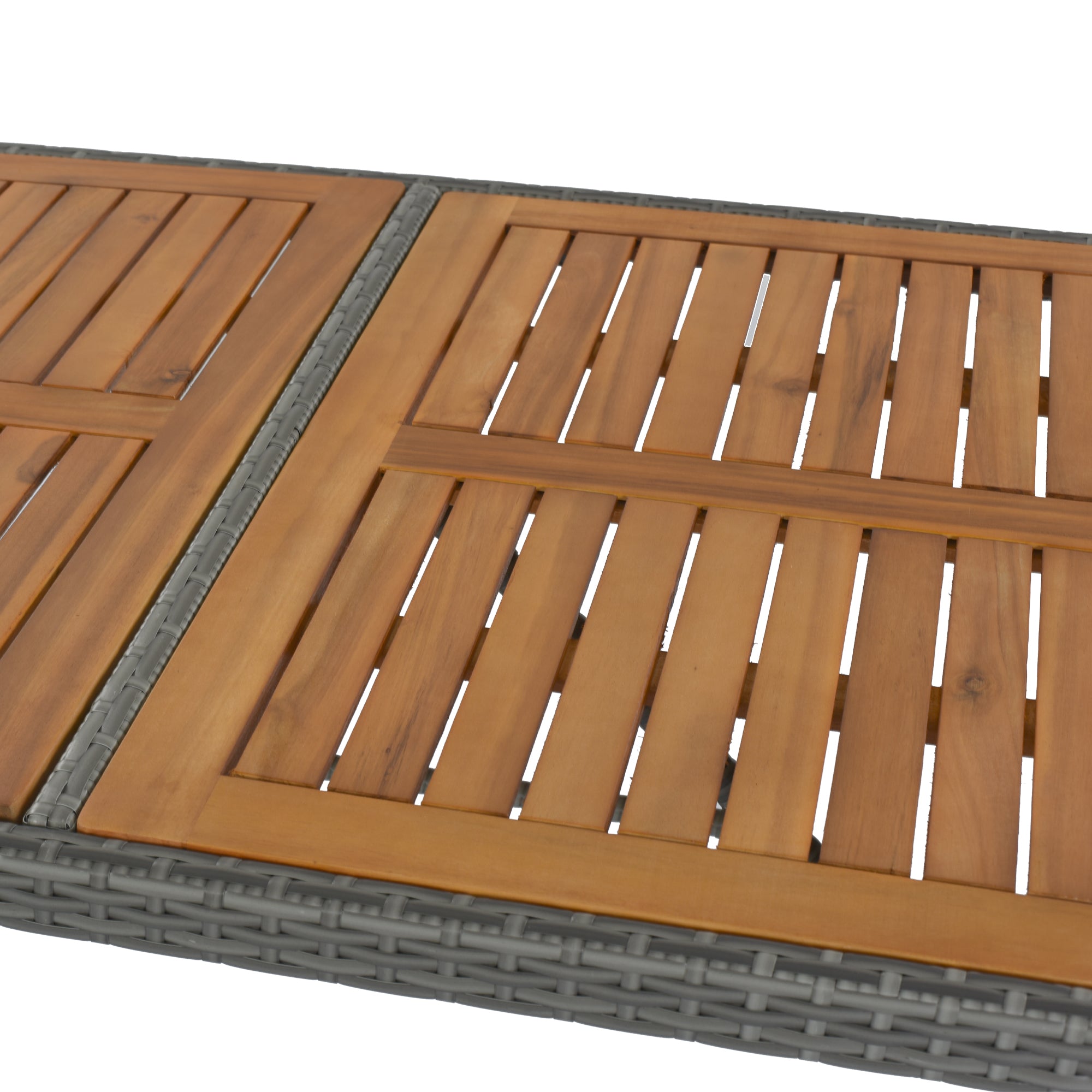 5-piece Outdoor Patio Wicker Bar Set with Non-Slip Feet Acacia Wood Table Top and Removable Cushion BOGOPD04B-GRA