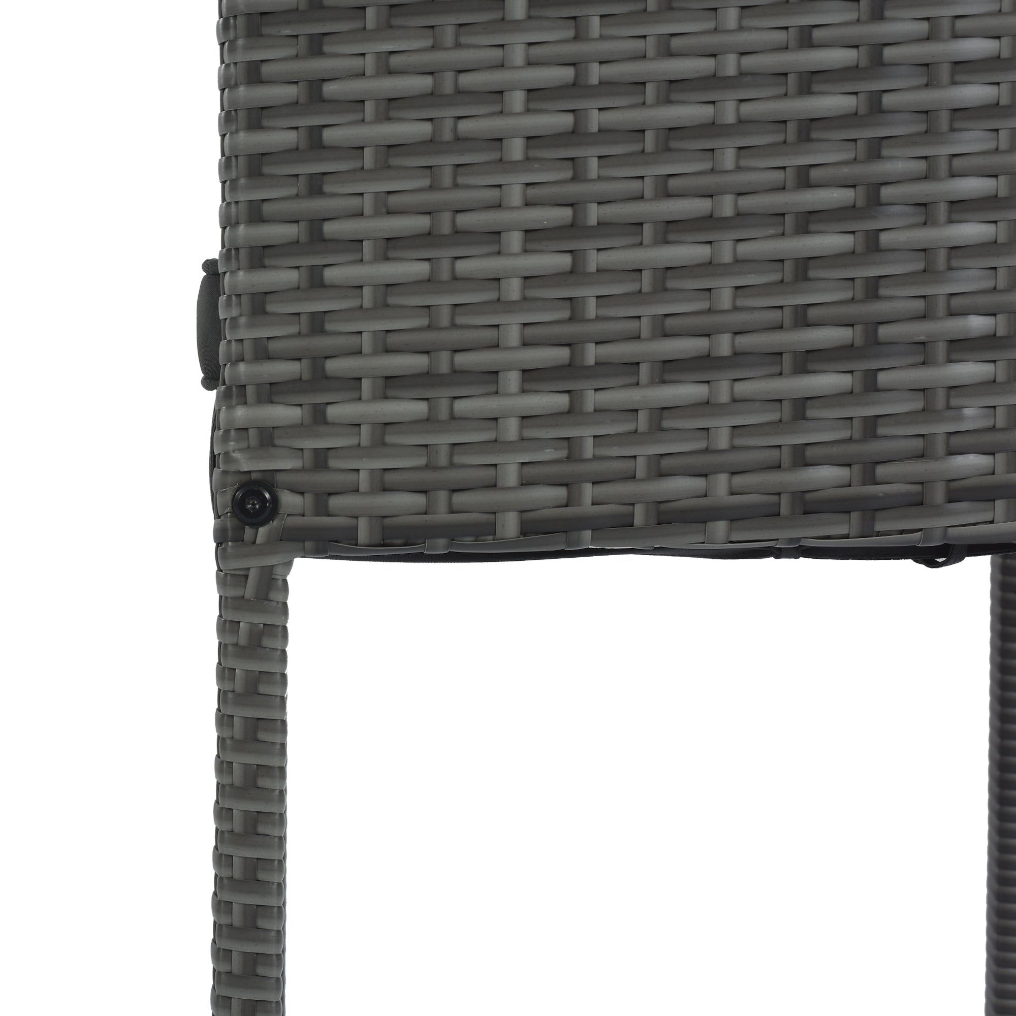 5-piece Outdoor Patio Wicker Bar Set with Non-Slip Feet Acacia Wood Table Top and Removable Cushion BOGOPD04B-GRA