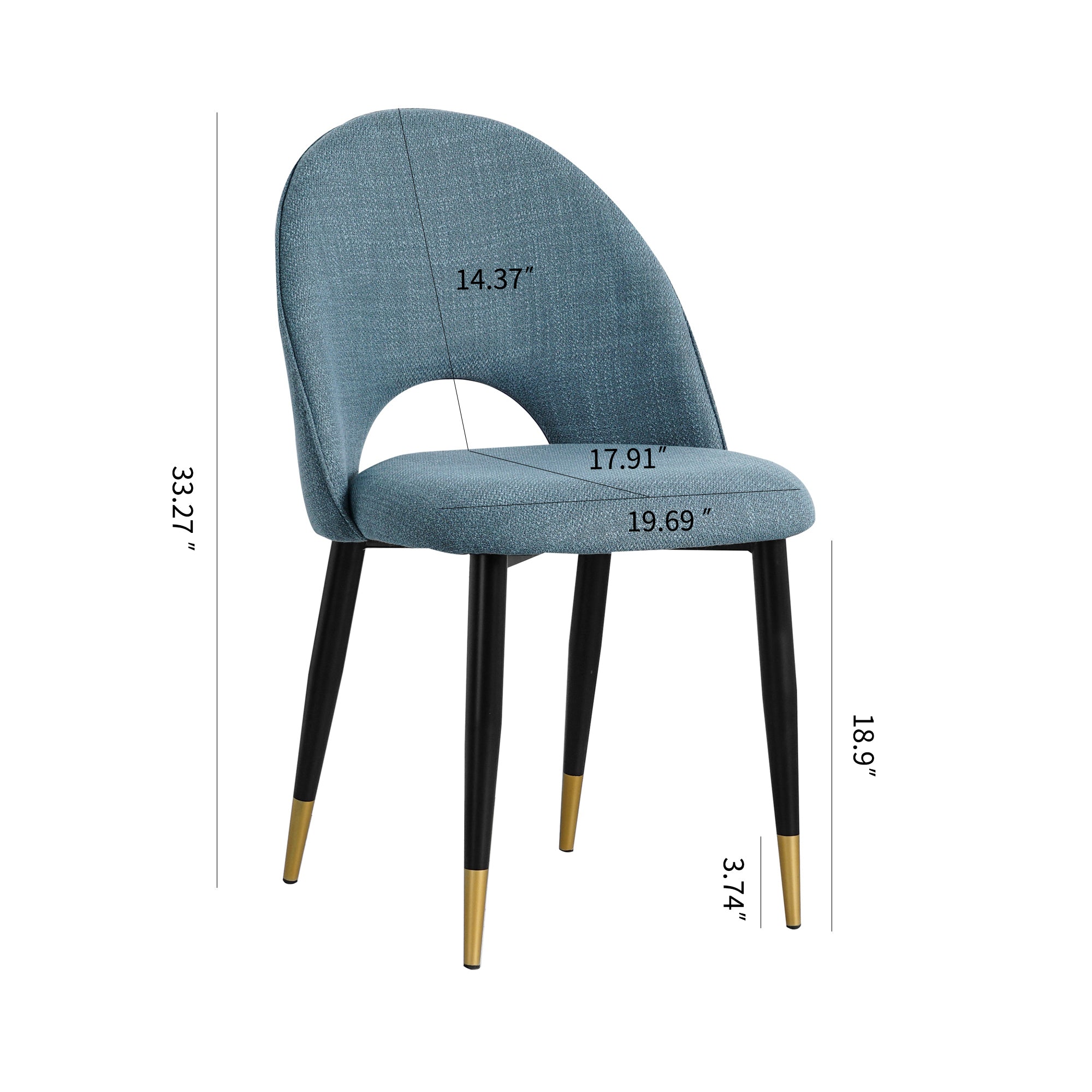 2-set Nordic Style Meta Dining Chairs with Metal Legs