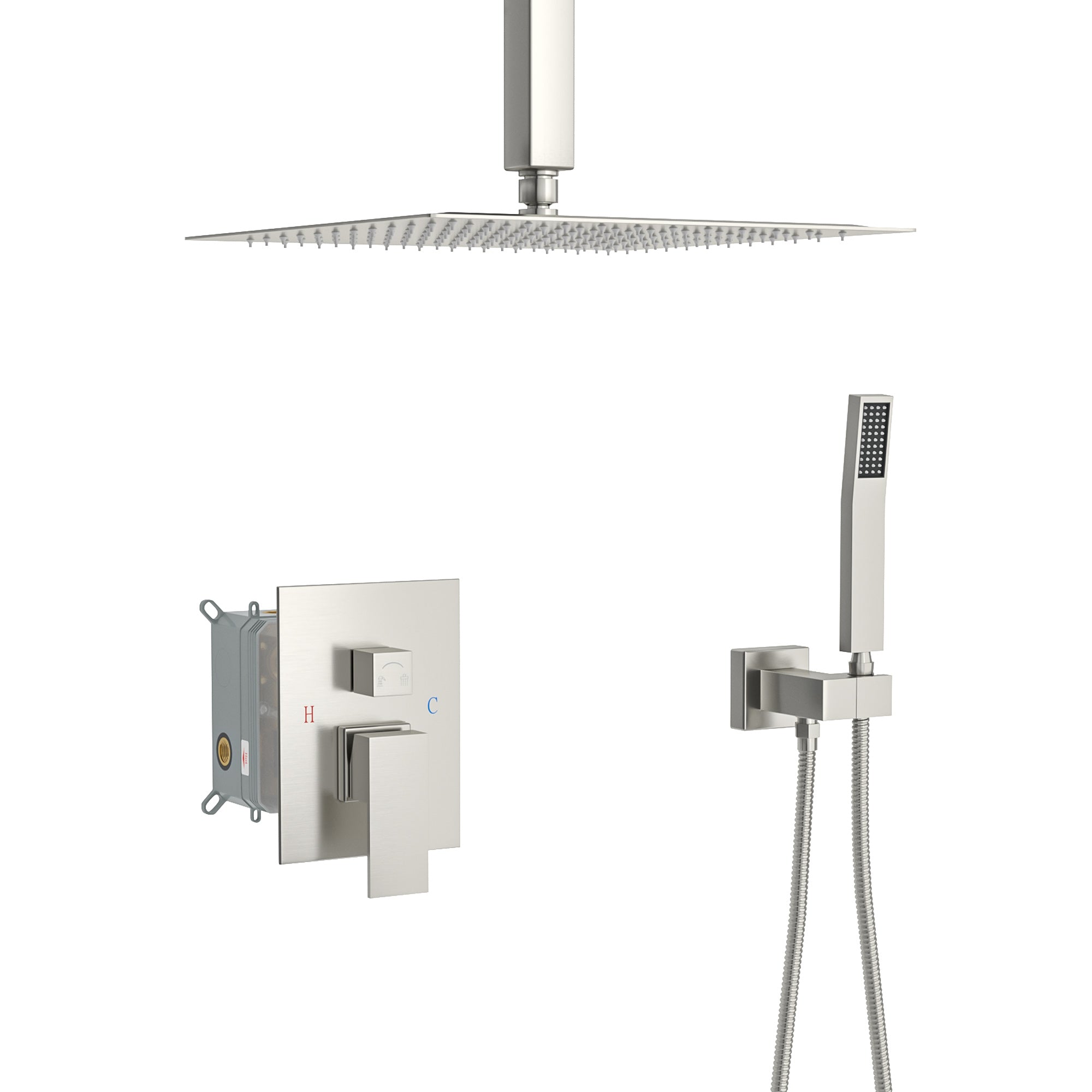 10 Inch Ceiling Mount Square Shower System with Rough-in Valve