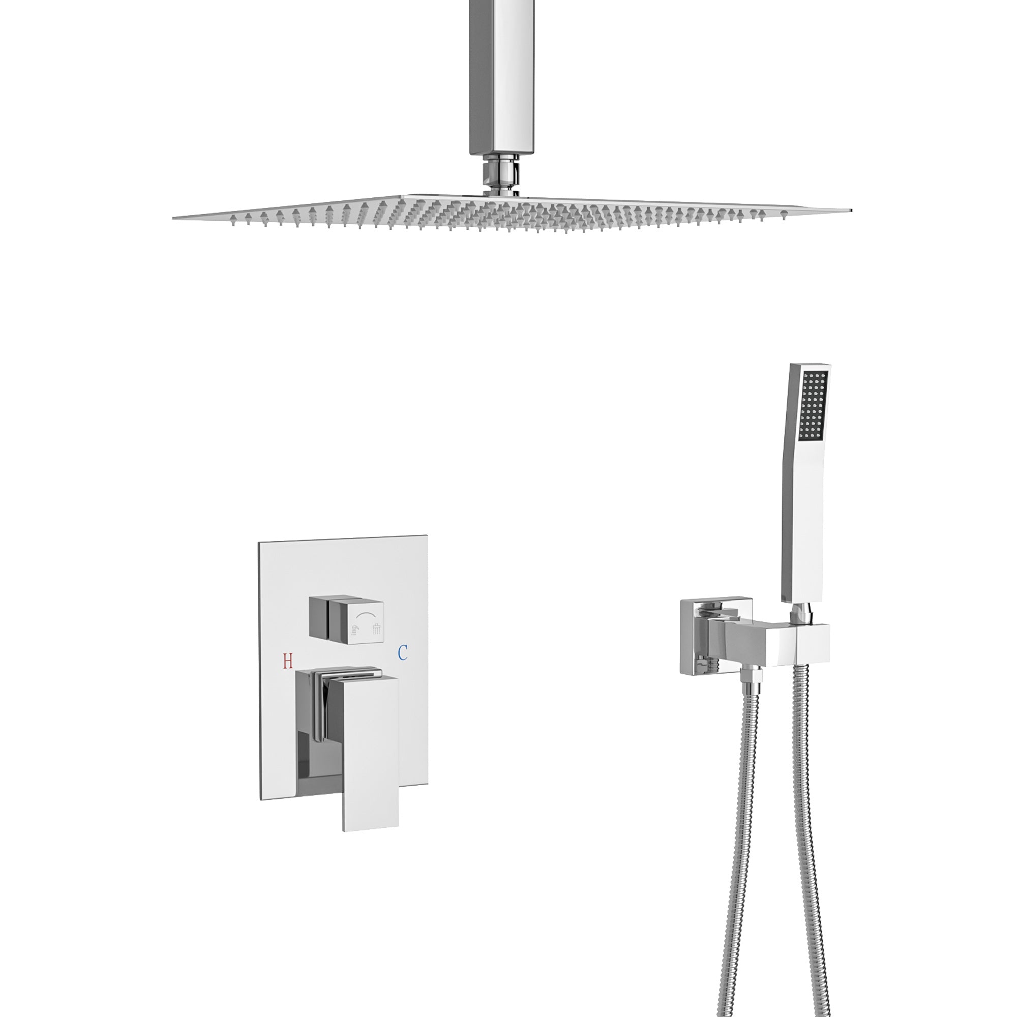 10 Inch Ceiling Mount Square Shower System with Rough-in Valve