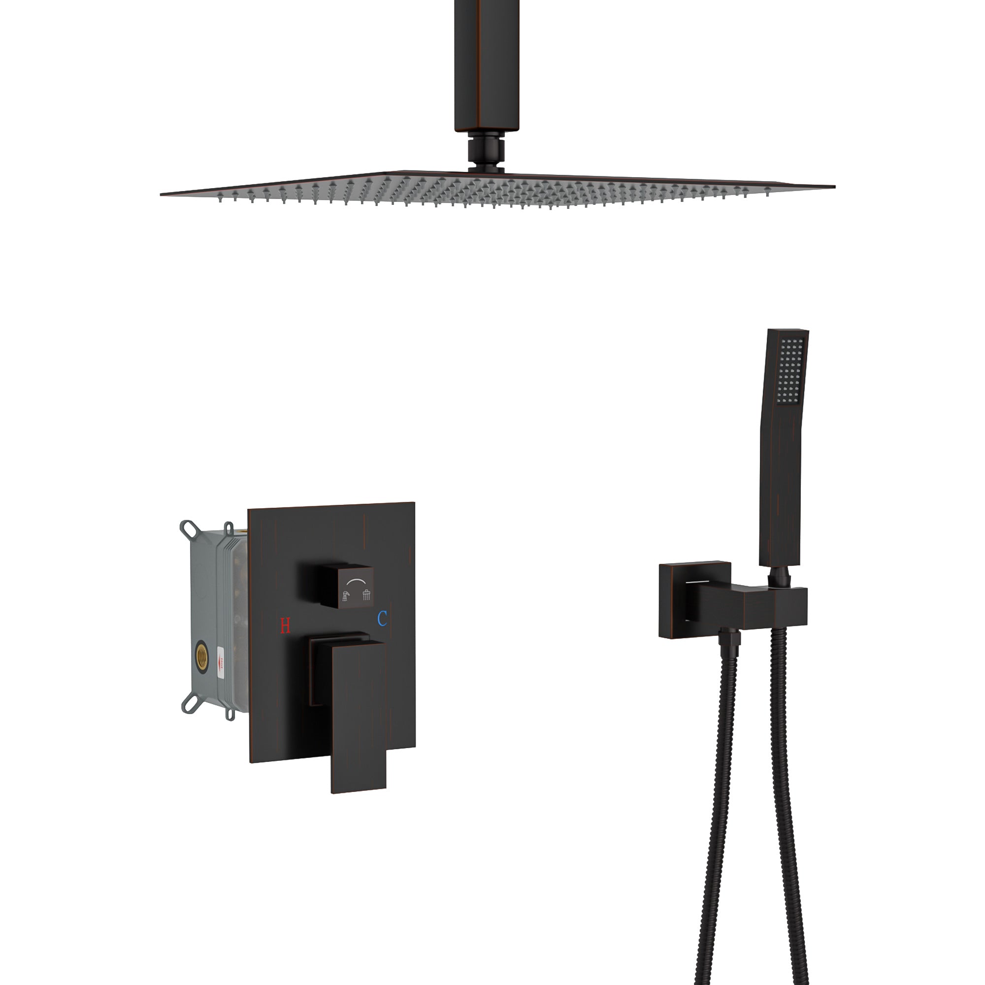 10 Inch Ceiling Mount Square Shower System with Rough-in Valve