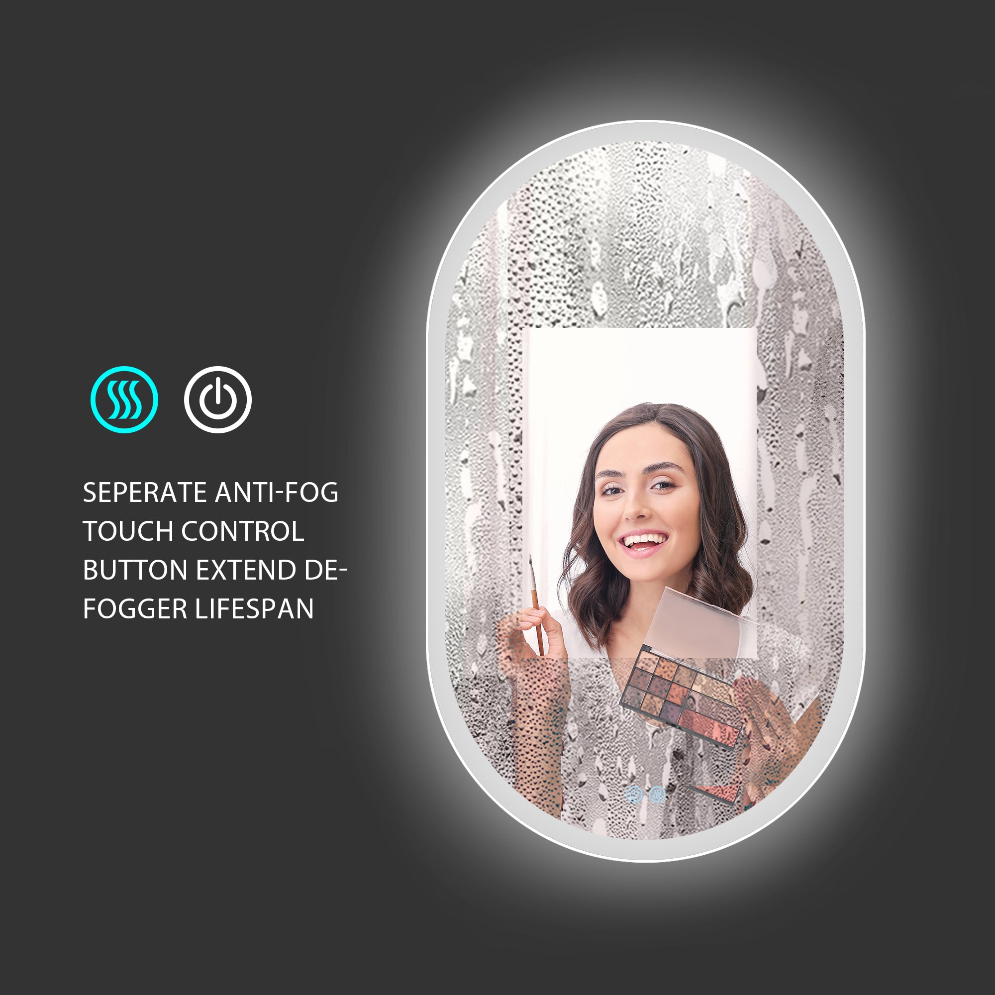 26" x 18" Oval Frameless Dimmable Wall Mounted LED Bathroom Vanity Mirror
