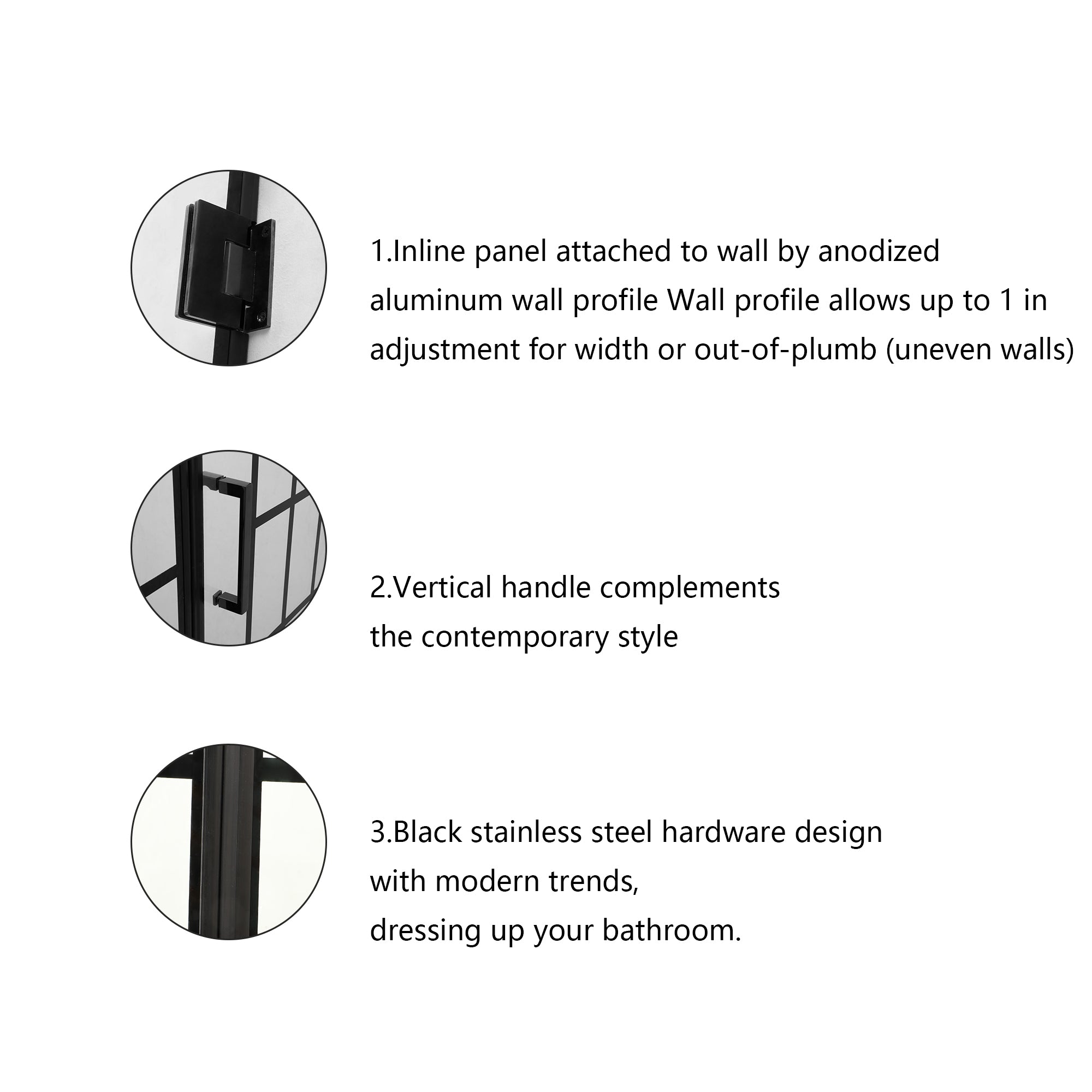 48 in. W x 72 in. H Semi-Frameless Shower Door Single Sliding