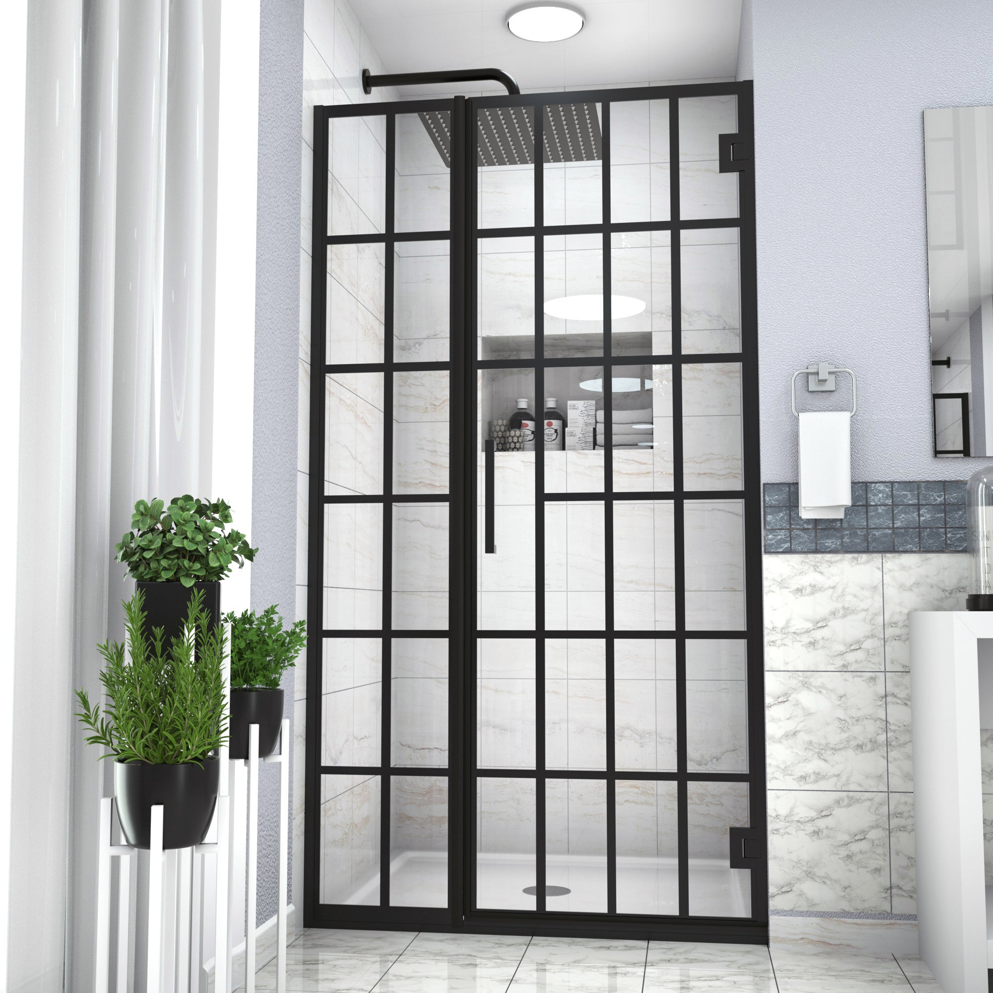 48 in. W x 72 in. H Semi-Frameless Shower Door Single Sliding