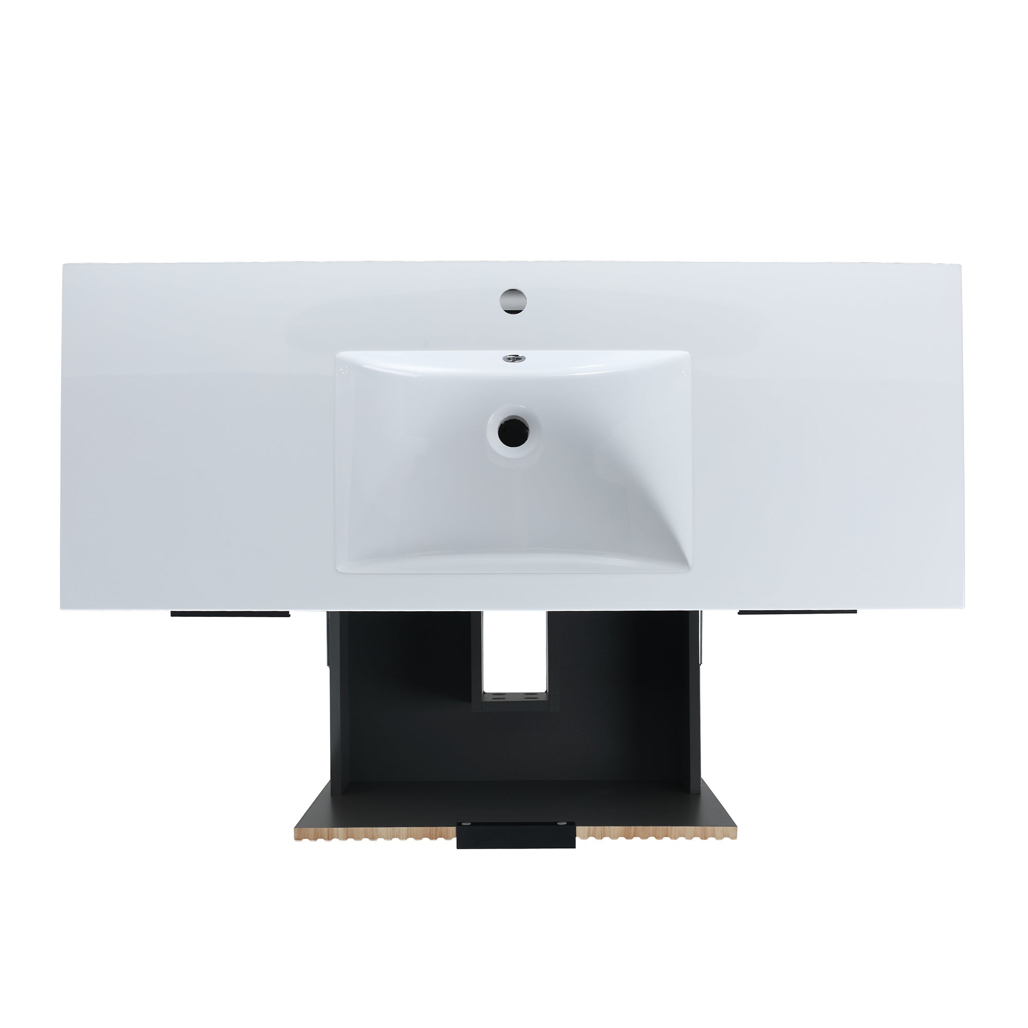 48 inch Plywood Freestanding Bathroom Vanity Set with Doors and Drawer and Open shelf and Integrated Resin Sink