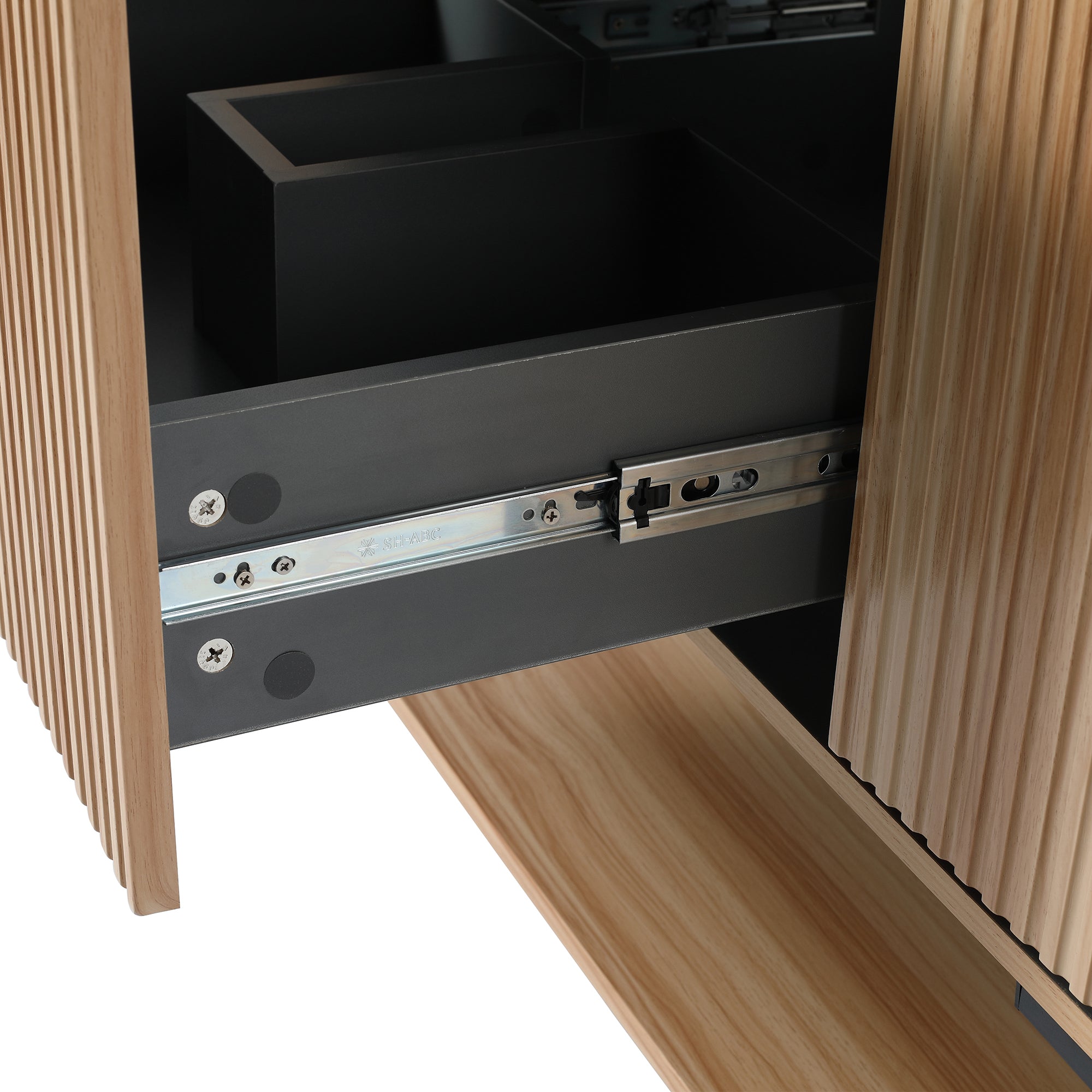 48 inch Plywood Freestanding Bathroom Vanity Set with Doors and Drawer and Open shelf and Integrated Resin Sink