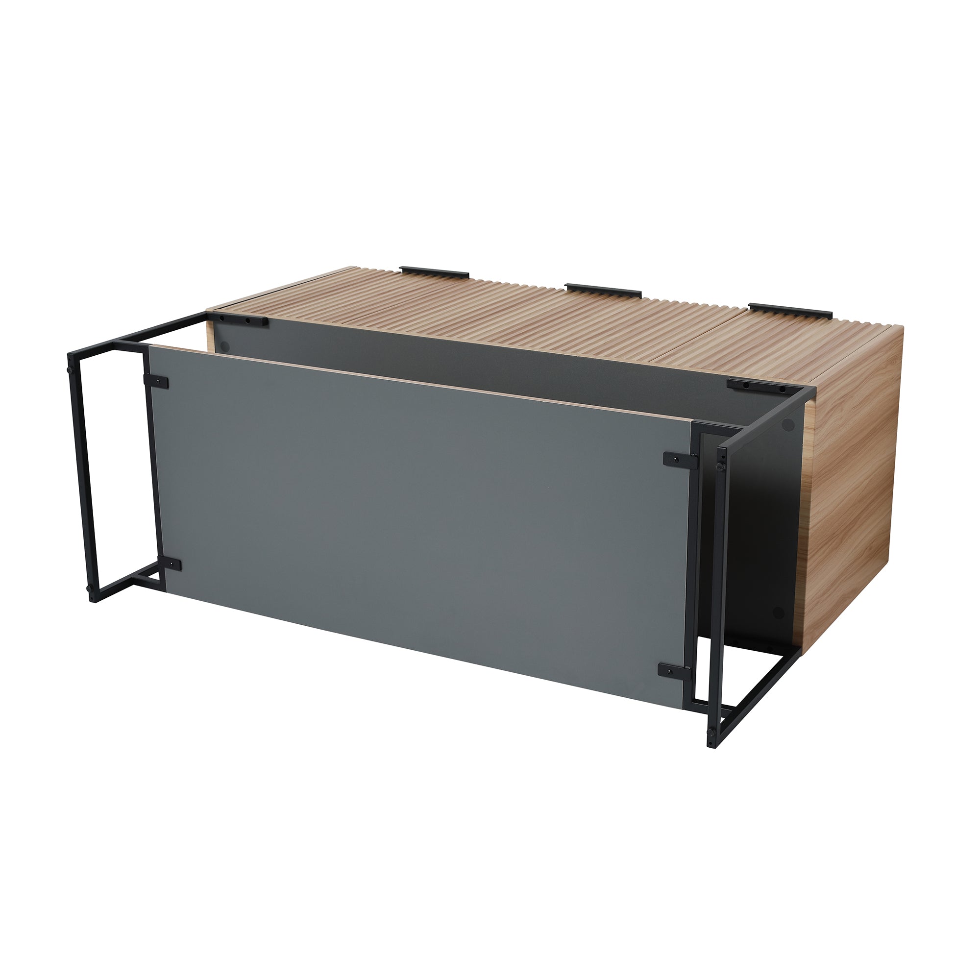 48 inch Plywood Freestanding Bathroom Vanity Set with Doors and Drawer and Open shelf and Integrated Resin Sink