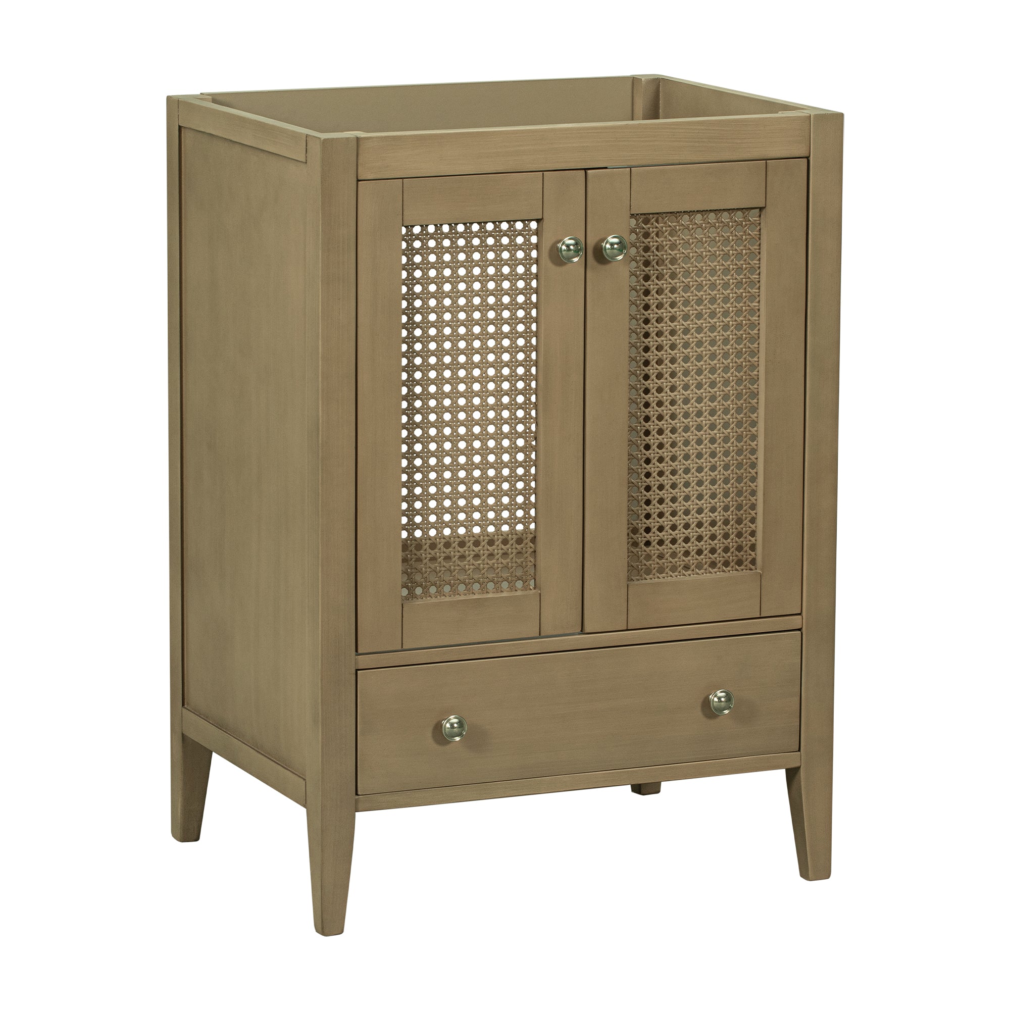 24” in. MDF Freestanding Bathroom Vanity Base in Natural with Door and Drawer, without Sink