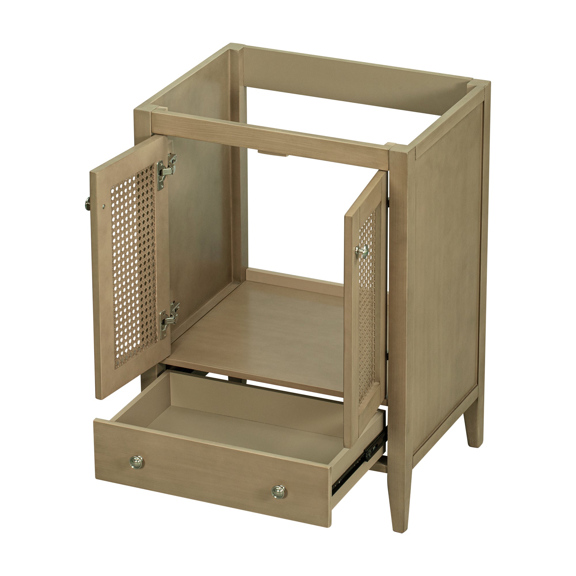 24” in. MDF Freestanding Bathroom Vanity Base in Natural with Door and Drawer, without Sink