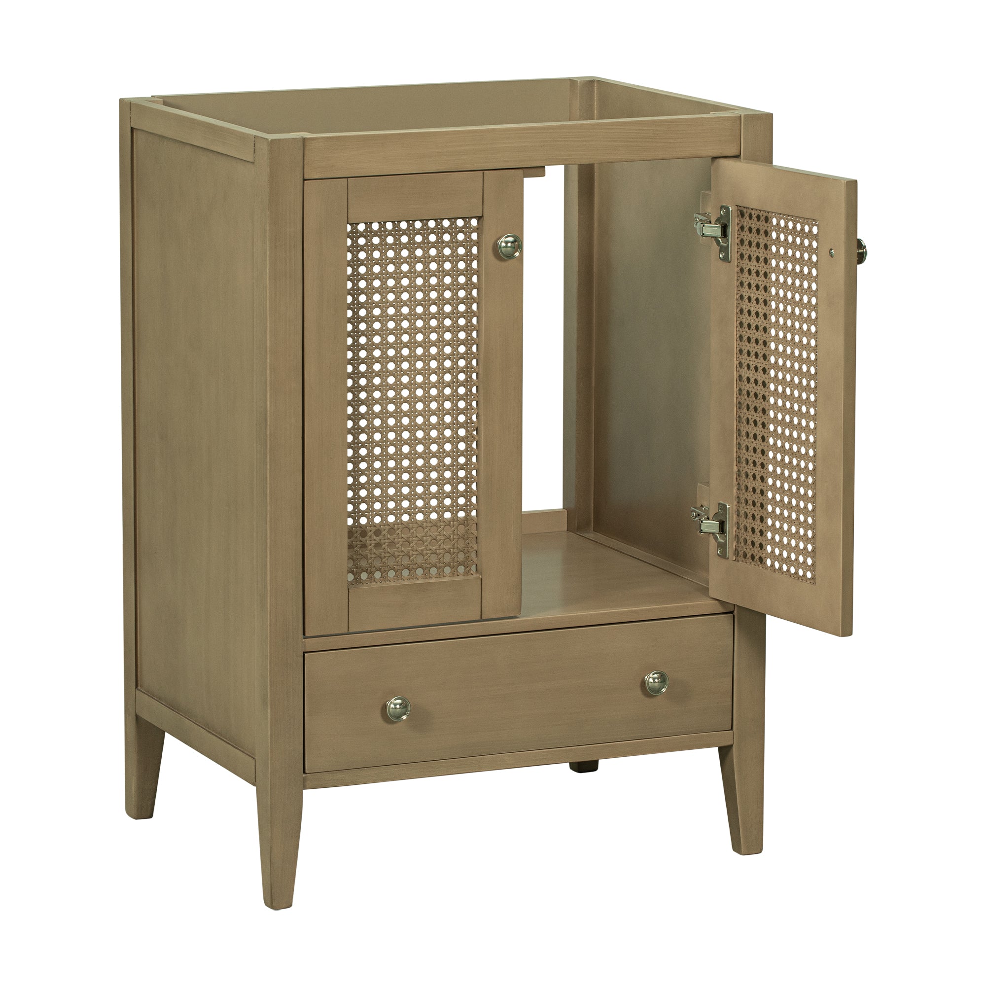 24” in. MDF Freestanding Bathroom Vanity Base in Natural with Door and Drawer, without Sink