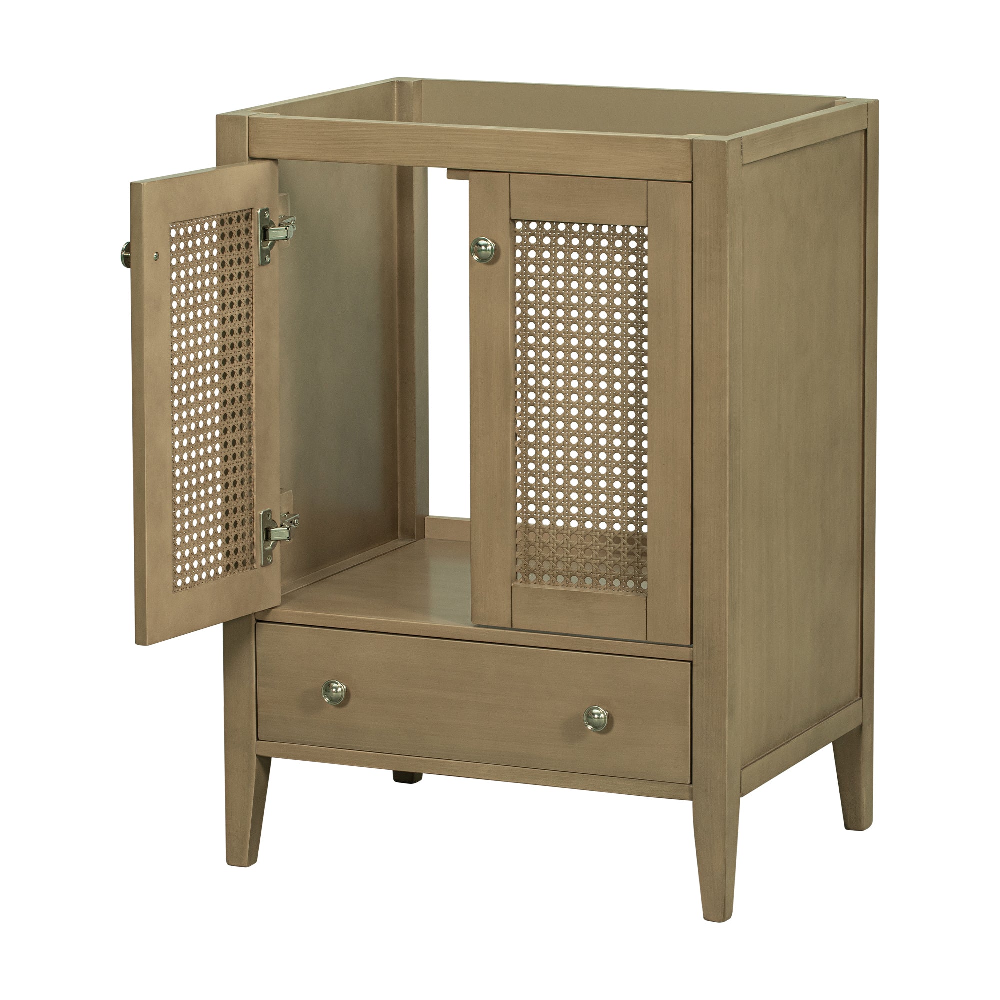 24” in. MDF Freestanding Bathroom Vanity Base in Natural with Door and Drawer, without Sink