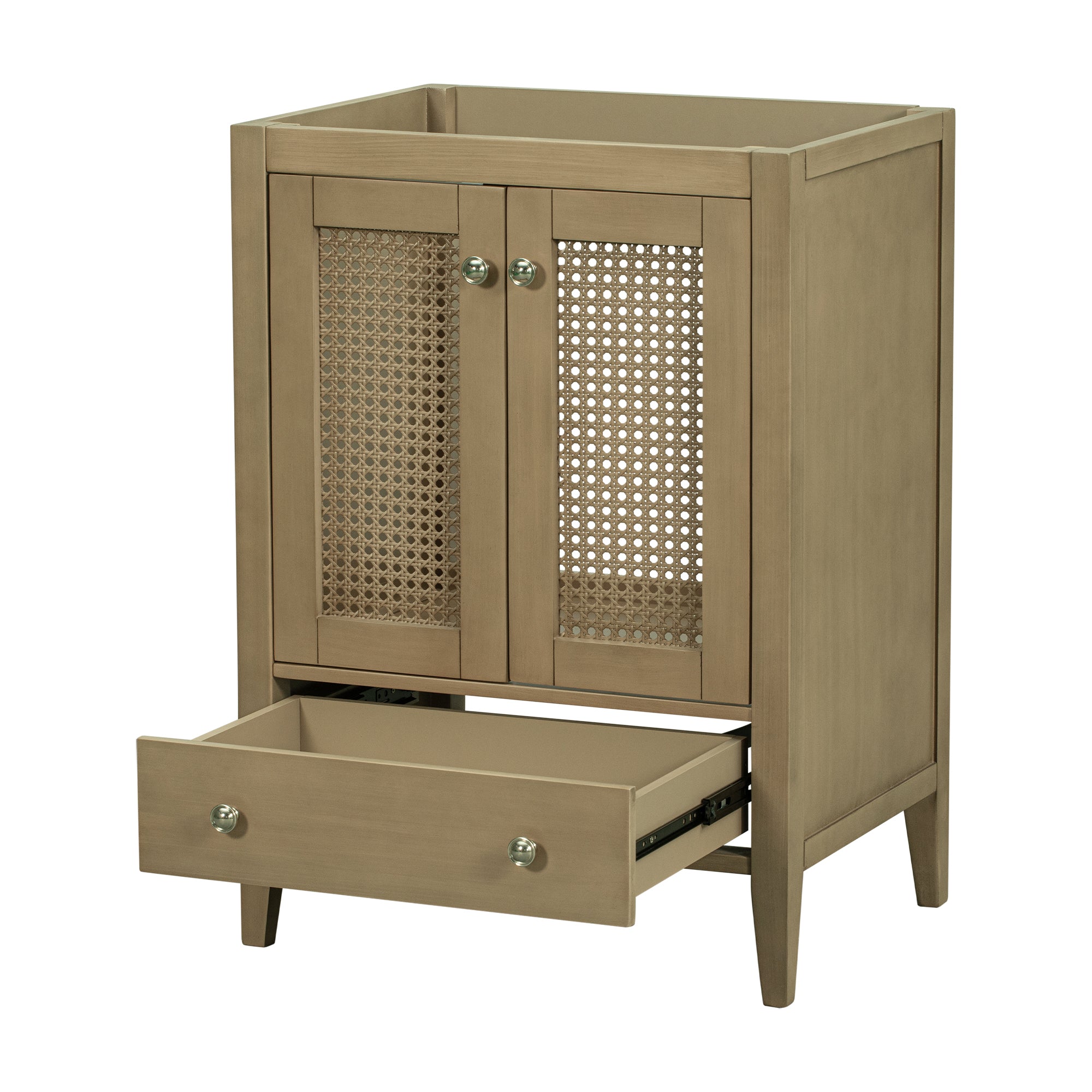 24” in. MDF Freestanding Bathroom Vanity Base in Natural with Door and Drawer, without Sink