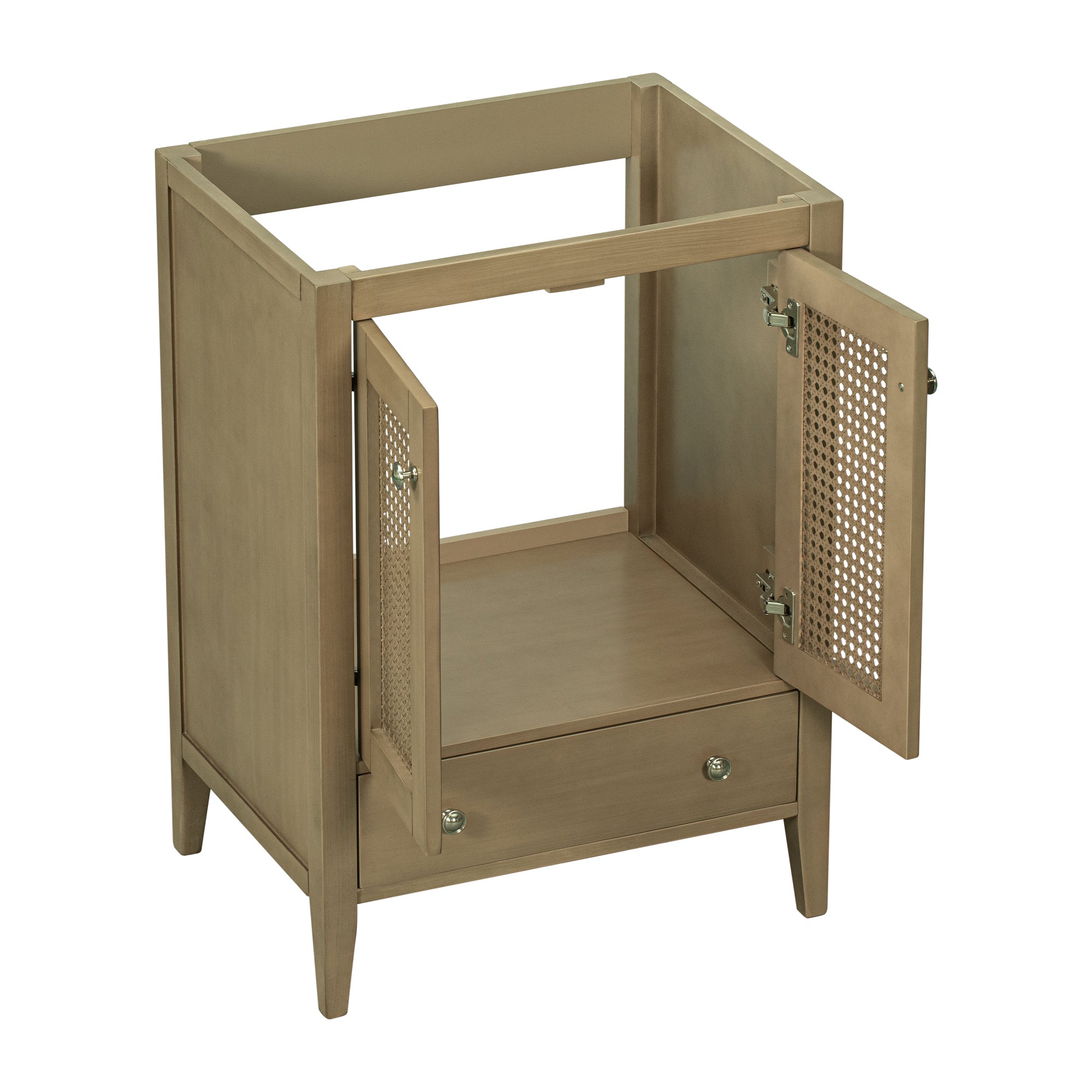 24” in. MDF Freestanding Bathroom Vanity Base in Natural with Door and Drawer, without Sink