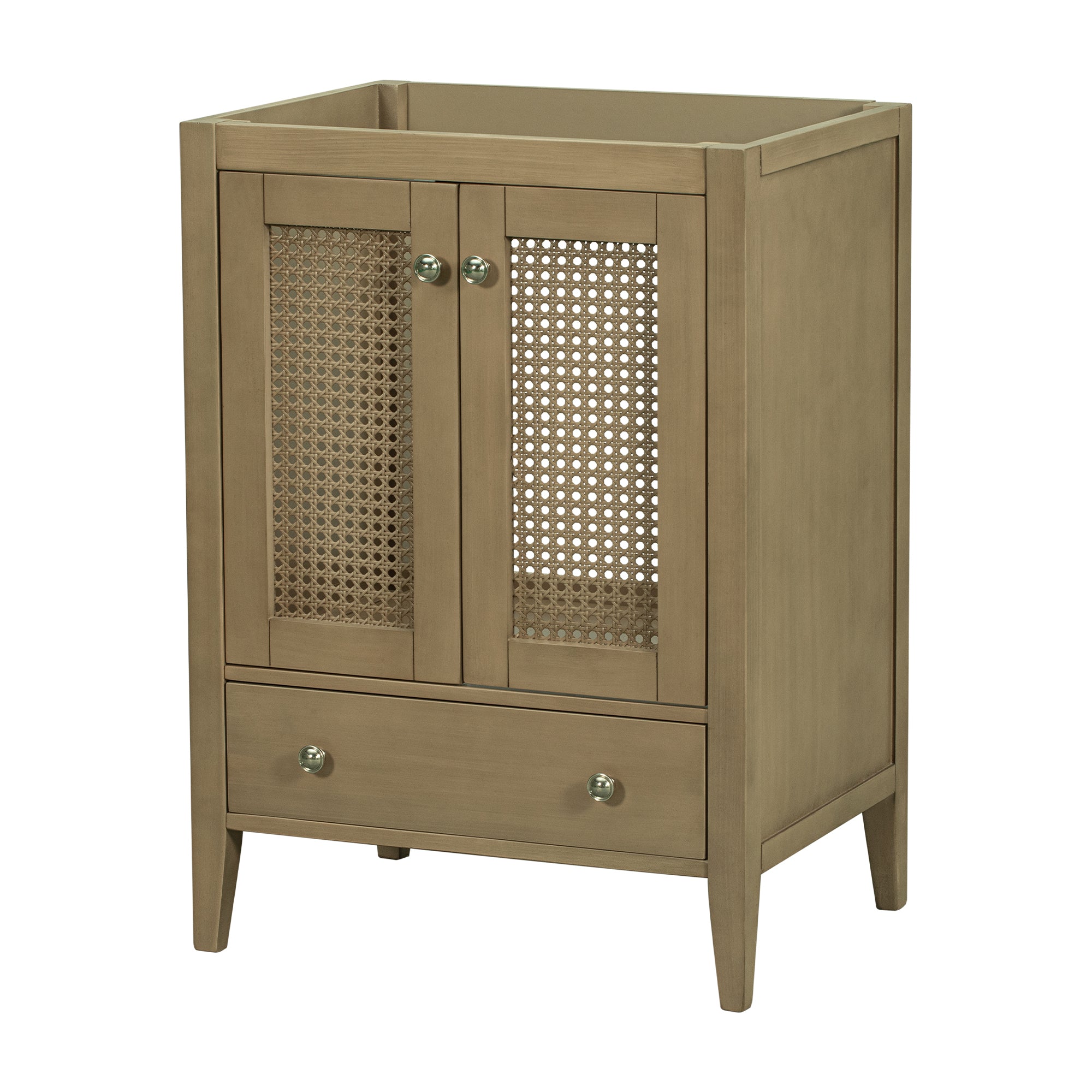 24” in. MDF Freestanding Bathroom Vanity Base in Natural with Door and Drawer, without Sink
