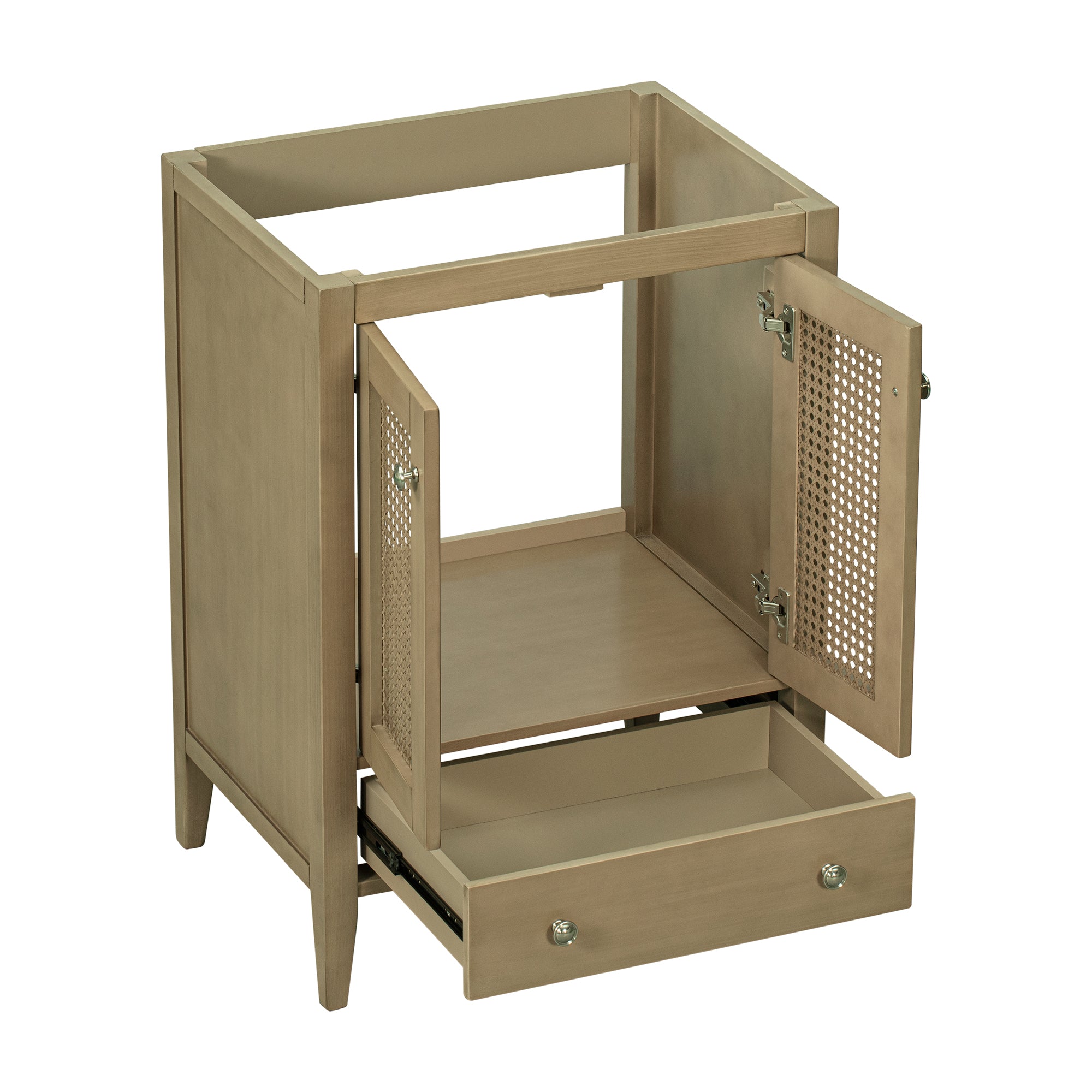 24” in. MDF Freestanding Bathroom Vanity Base in Natural with Door and Drawer, without Sink