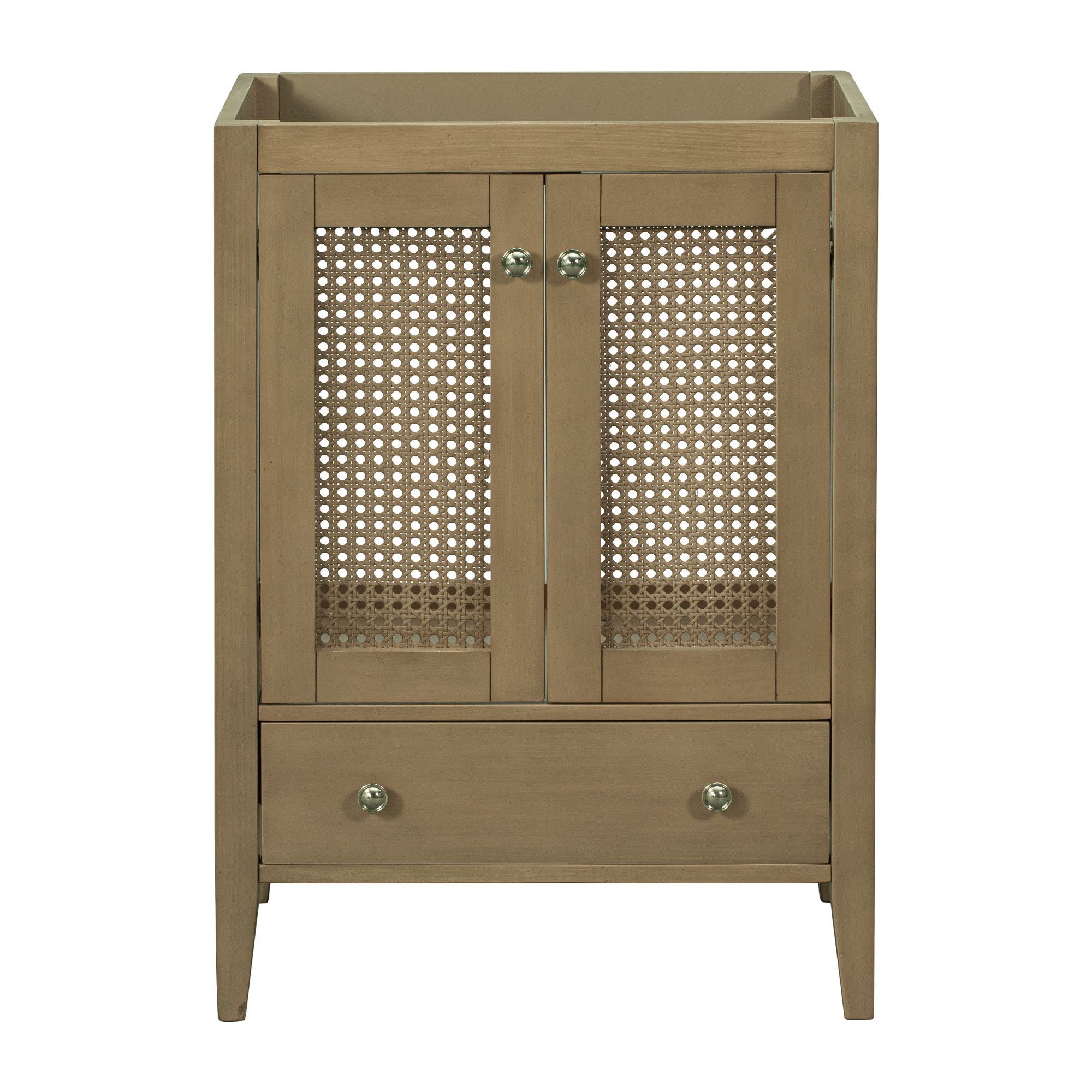 24” in. MDF Freestanding Bathroom Vanity Base in Natural with Door and Drawer, without Sink