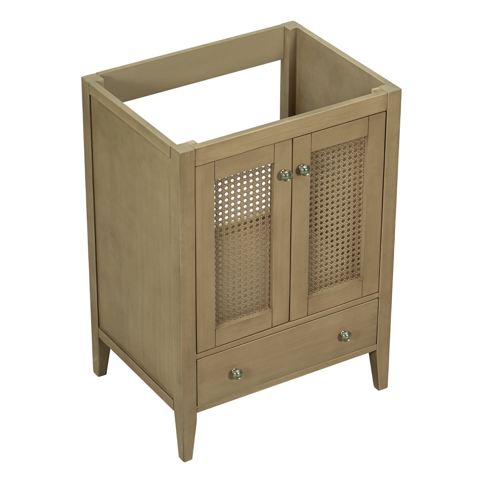 24” in. MDF Freestanding Bathroom Vanity Base in Natural with Door and Drawer, without Sink