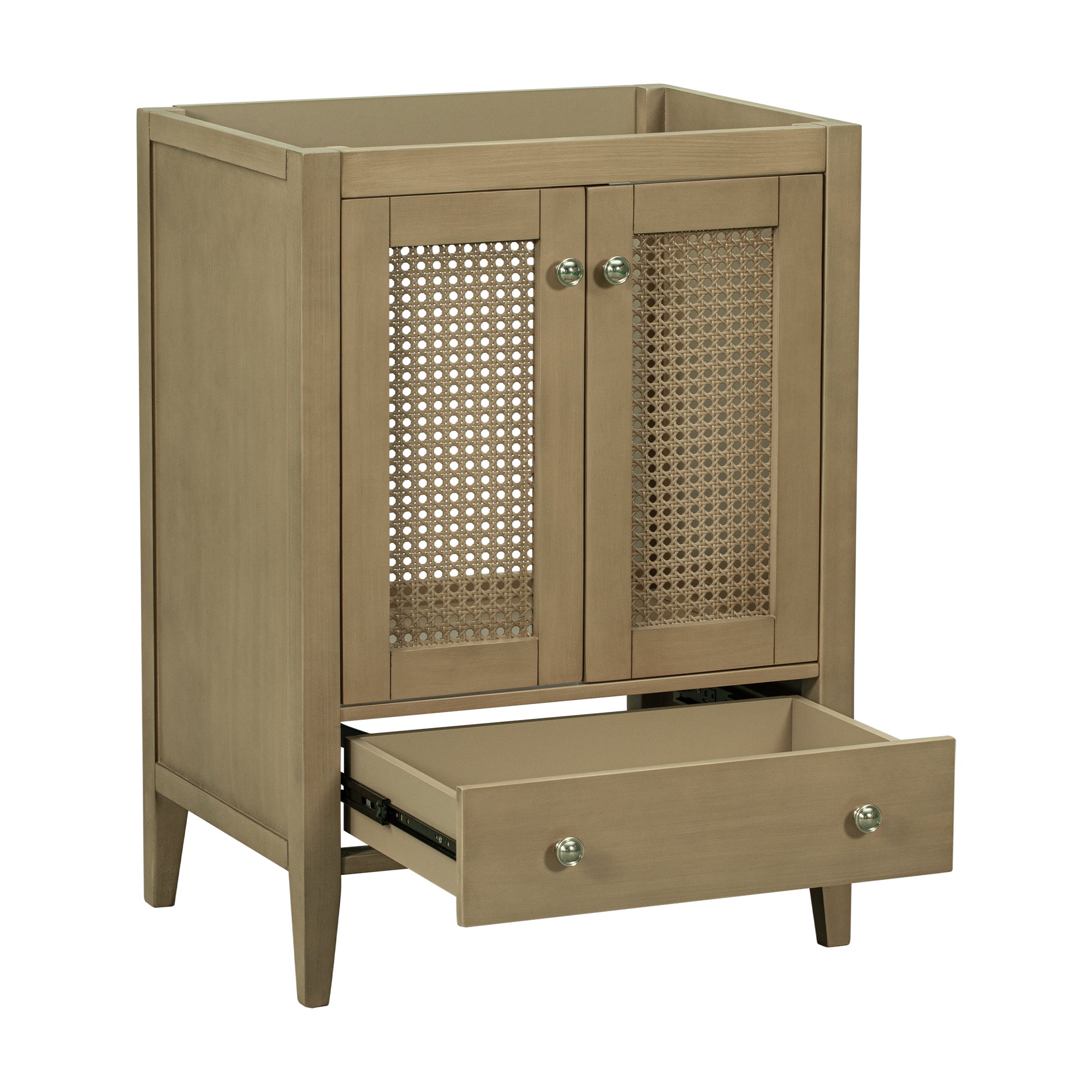 24” in. MDF Freestanding Bathroom Vanity Base in Natural with Door and Drawer, without Sink
