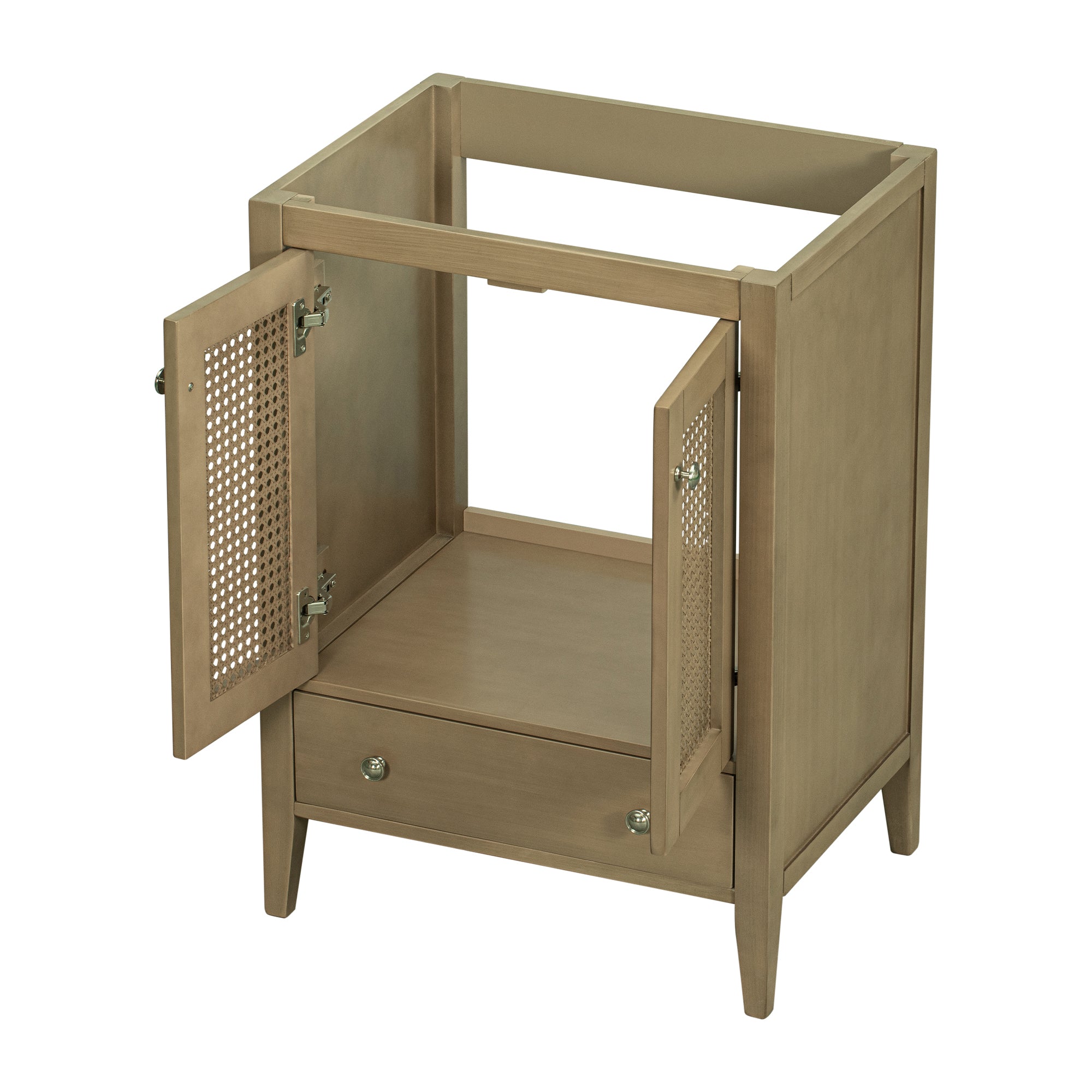 24” in. MDF Freestanding Bathroom Vanity Base in Natural with Door and Drawer, without Sink