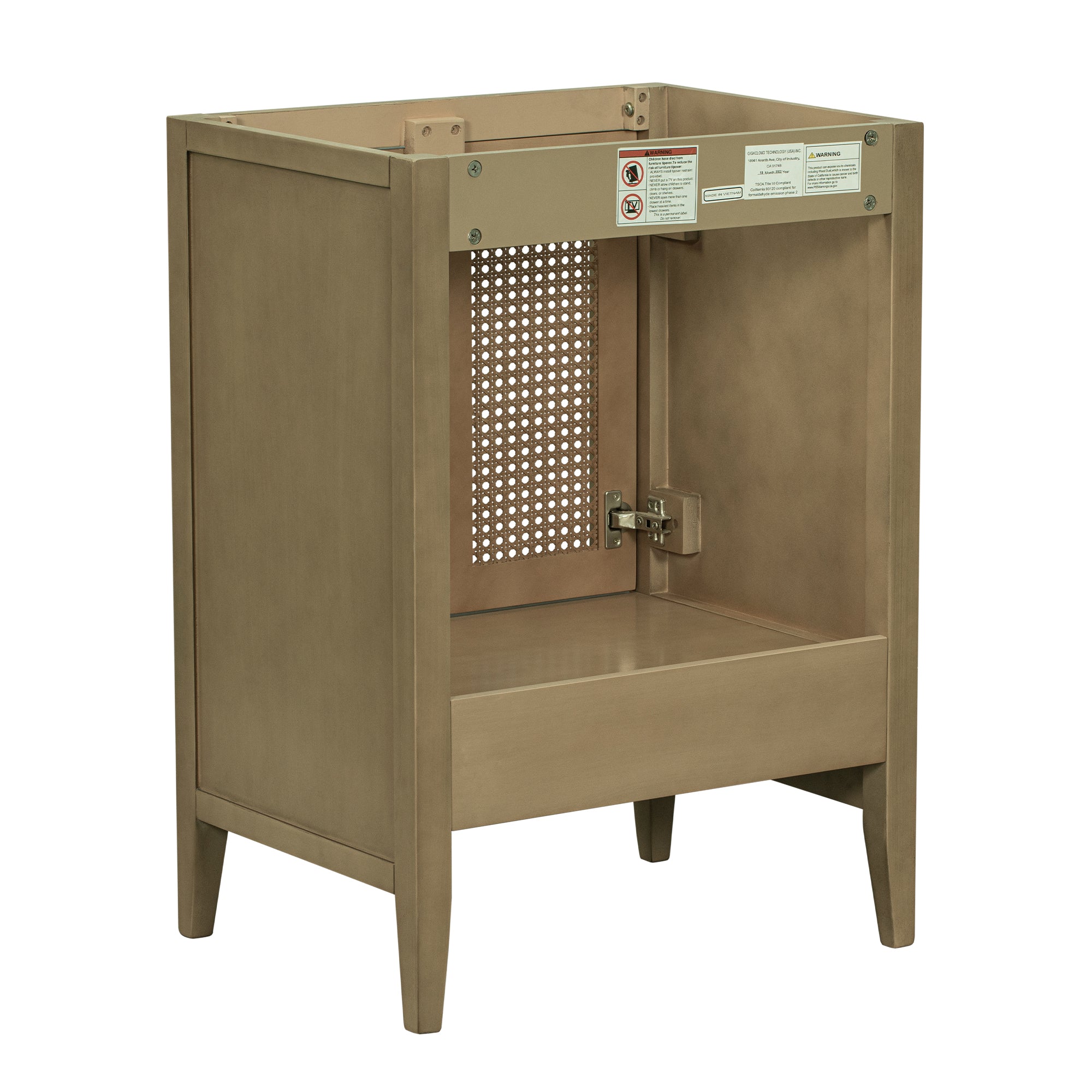 24” in. MDF Freestanding Bathroom Vanity Base in Natural with Door and Drawer, without Sink