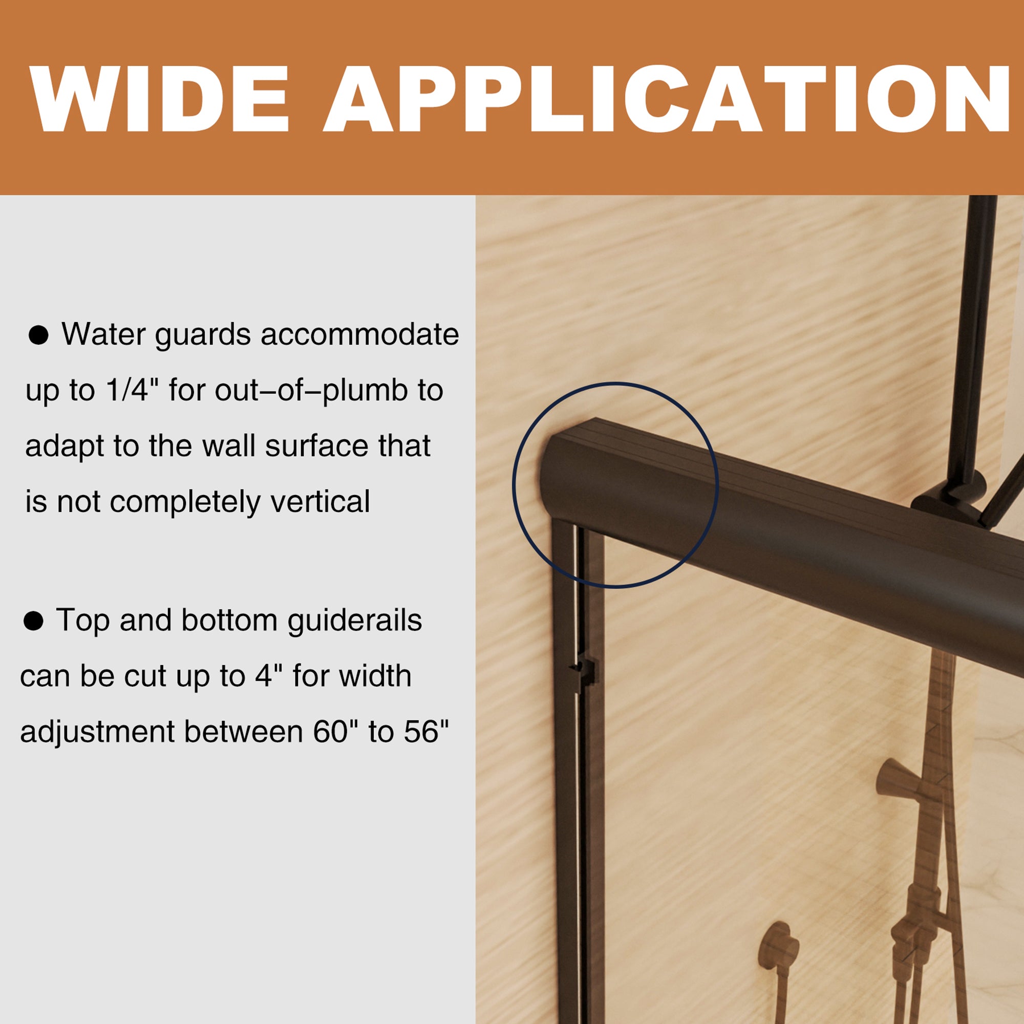 34 in. W X 72 in. H Semi-Frameless Pivot Shower Door in Matte Black with Clear Glass