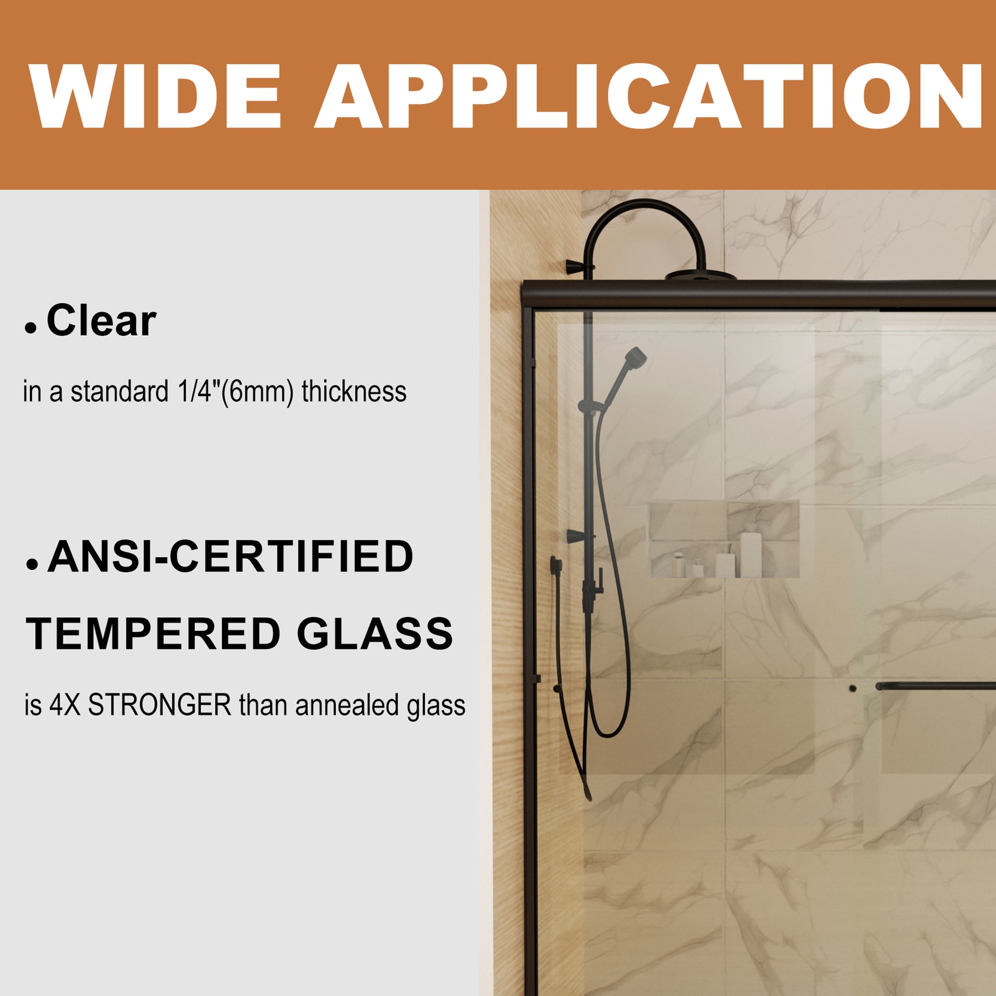 34 in. W X 72 in. H Semi-Frameless Pivot Shower Door in Matte Black with Clear Glass