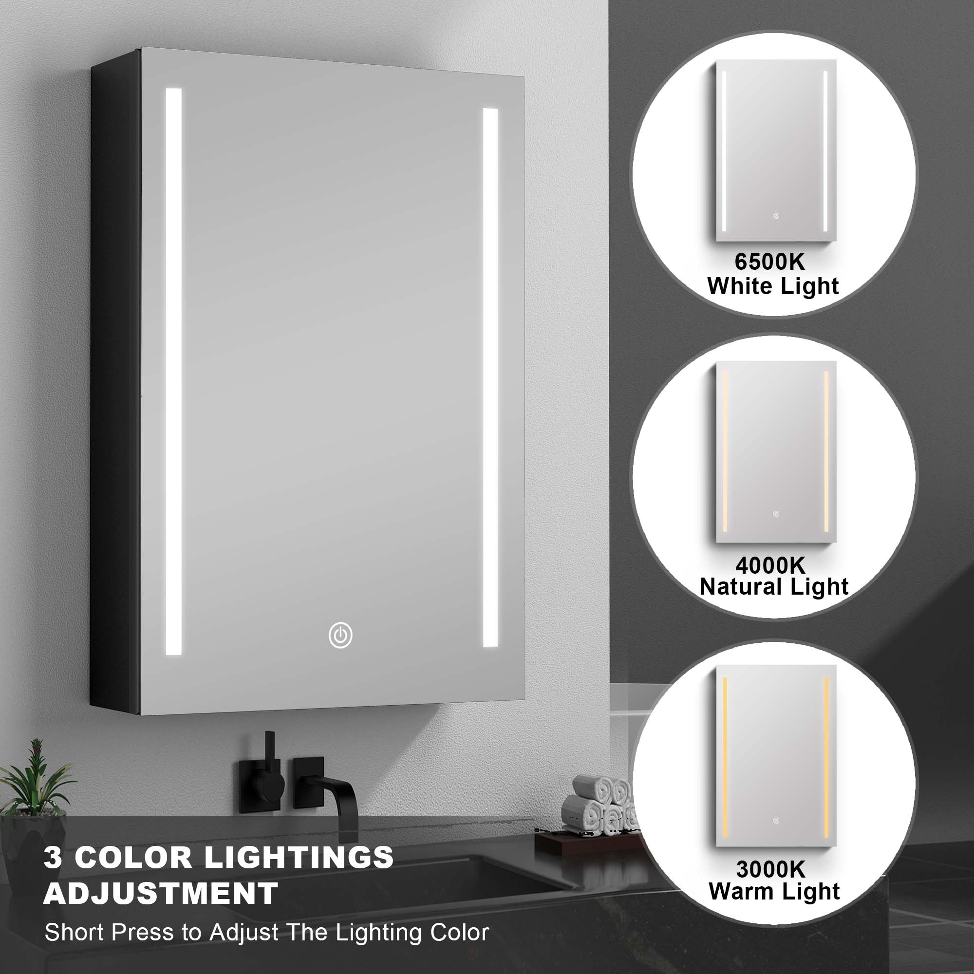 20 in.W x 30 in. H Aluminum Surface Mounted Medicine Cabinet with Doors and Mirrors
