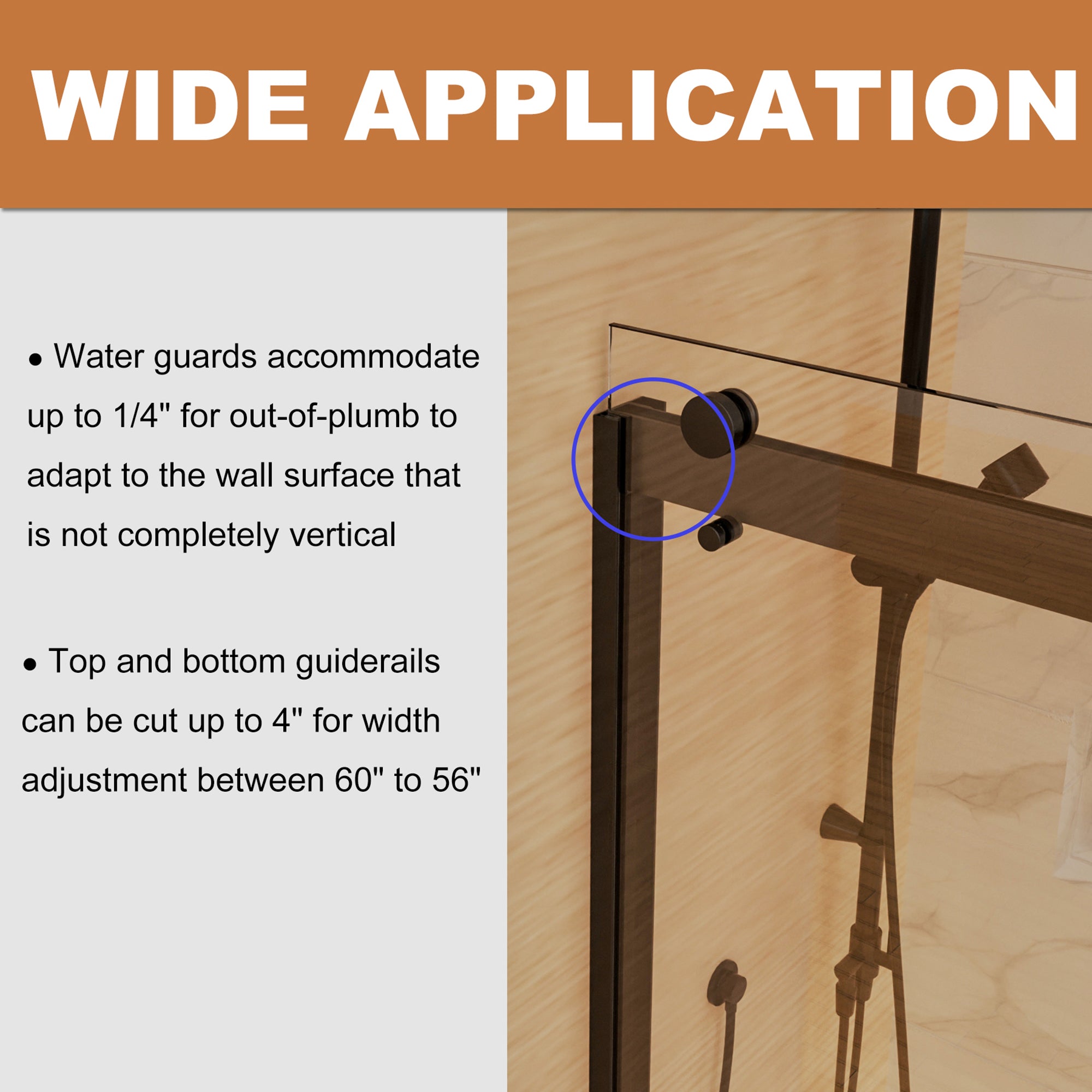 34 in. W X 72 in. H Semi-Frameless Pivot Shower Door in Matte Black with Clear Glass