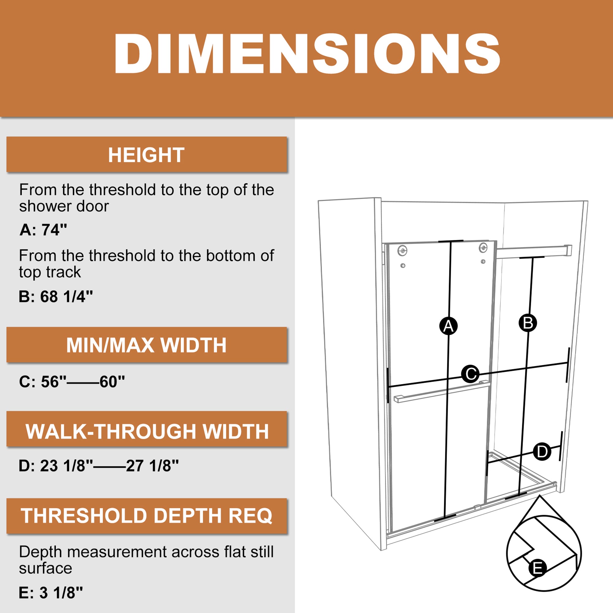34 in. W X 72 in. H Semi-Frameless Pivot Shower Door in Matte Black with Clear Glass