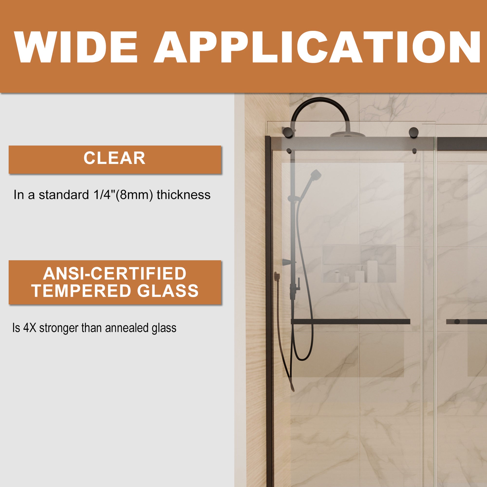 34 in. W X 72 in. H Semi-Frameless Pivot Shower Door in Matte Black with Clear Glass