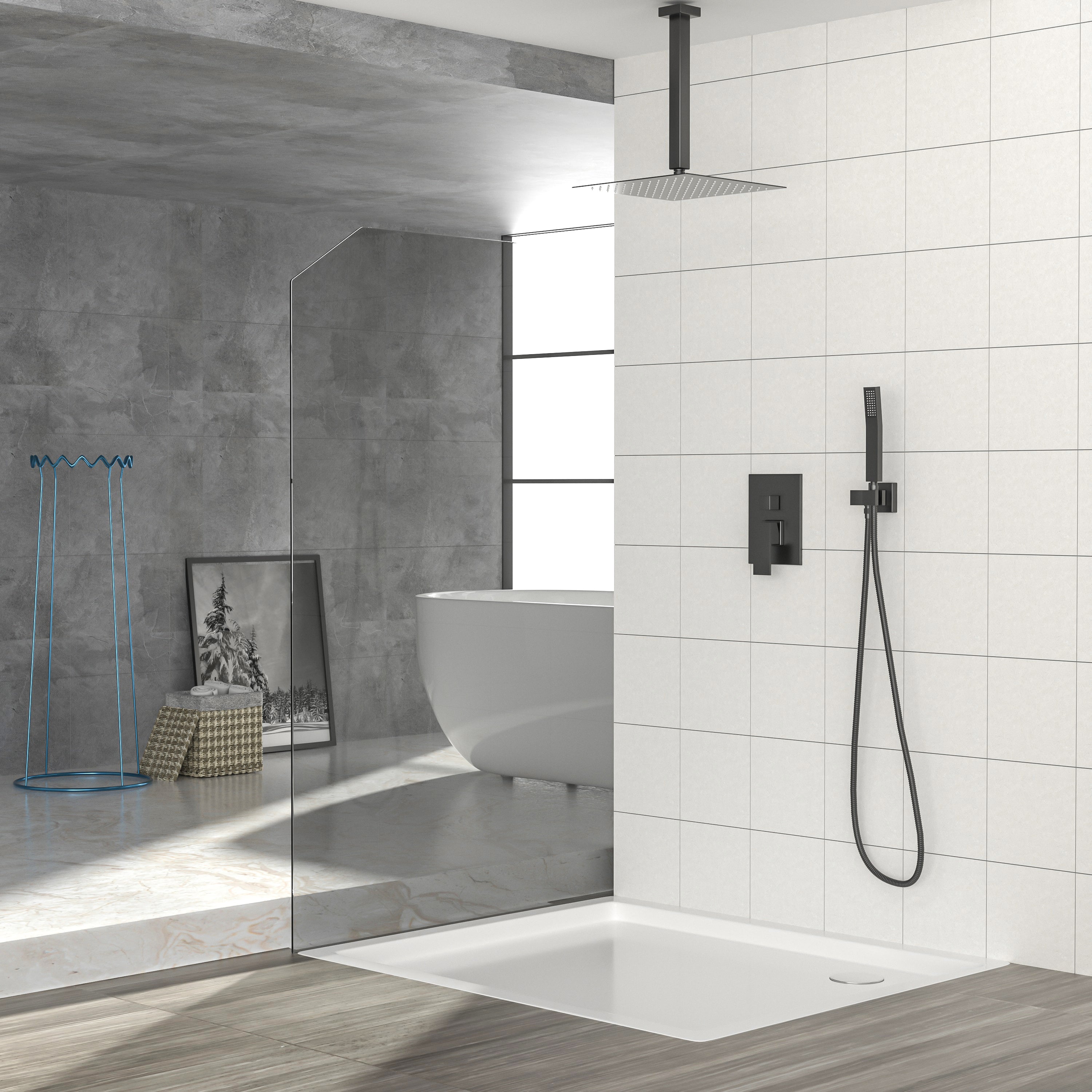 10 Inch Ceiling Mount Square Shower System with Rough-in Valve