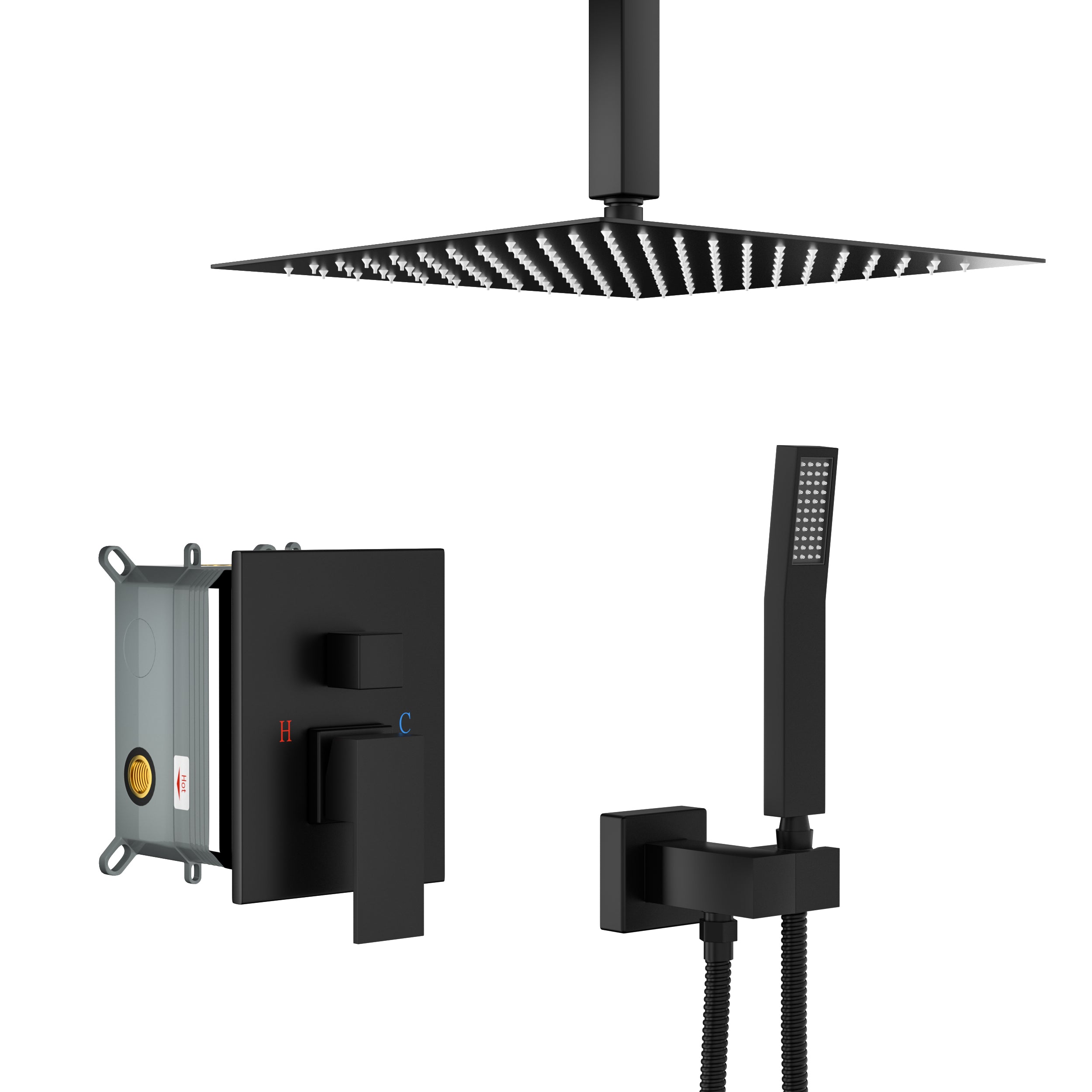 10 Inch Ceiling Mount Square Shower System with Rough-in Valve