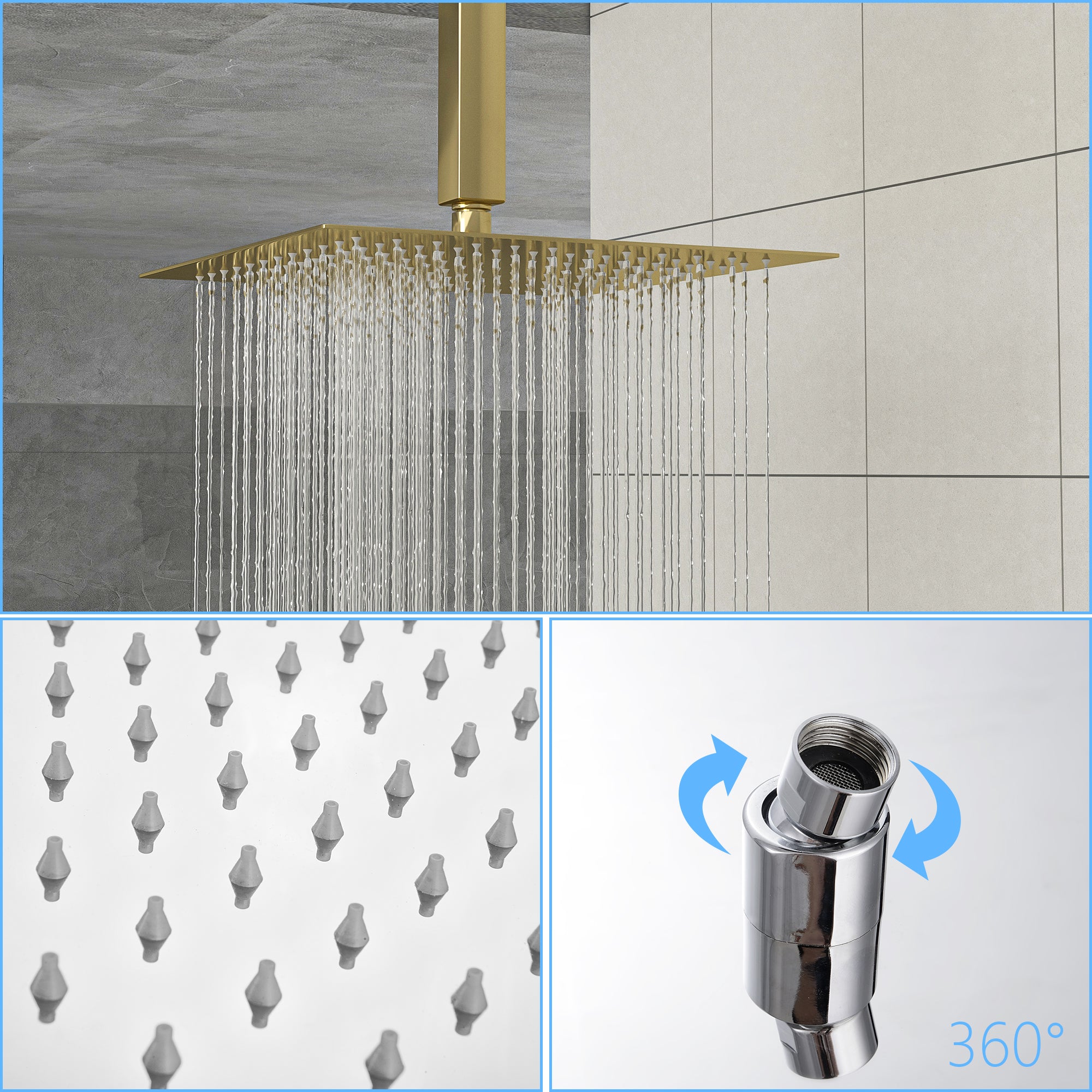 10 Inch Ceiling Mount Square Shower System with Rough-in Valve