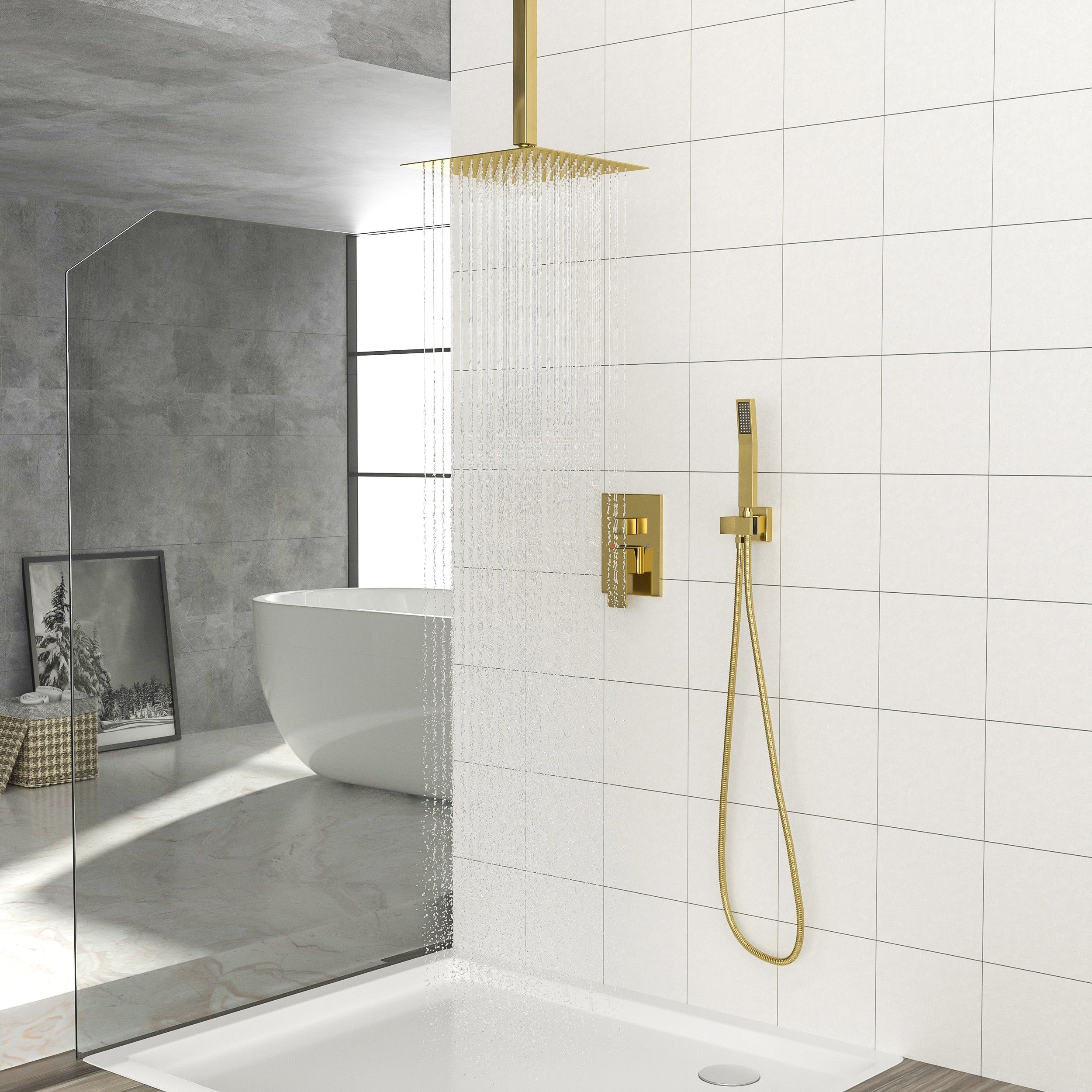 10 Inch Ceiling Mount Square Shower System with Rough-in Valve